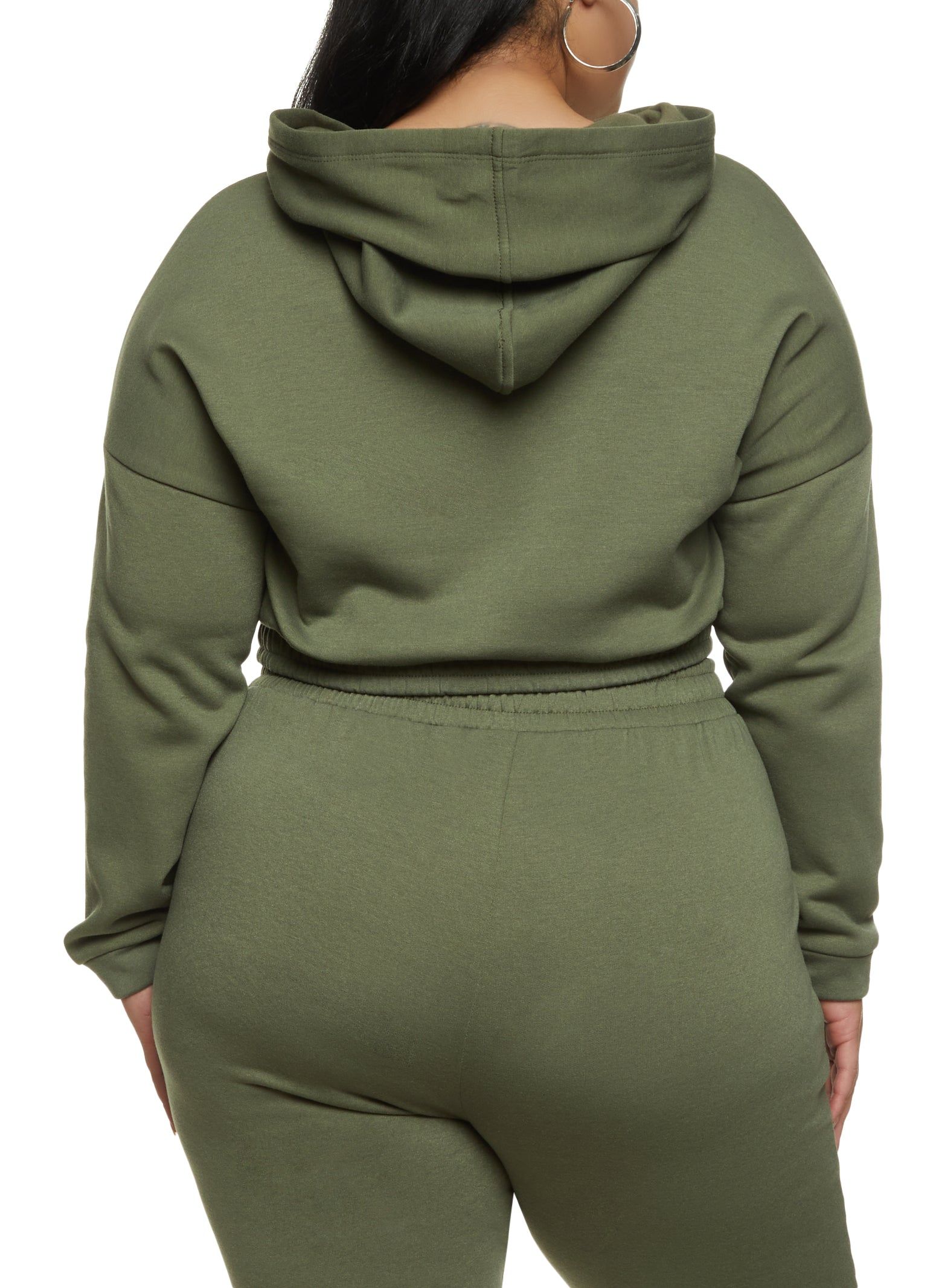 Plus Size Drawstring Hem Fleece Pullover Hoodie sold by Rainbow product image thumbnail 3