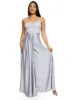 Haute Monde Rhinestone Strap Satin Maxi Dress sold by Rainbow