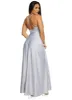 Haute Monde Rhinestone Strap Satin Maxi Dress sold by Rainbow