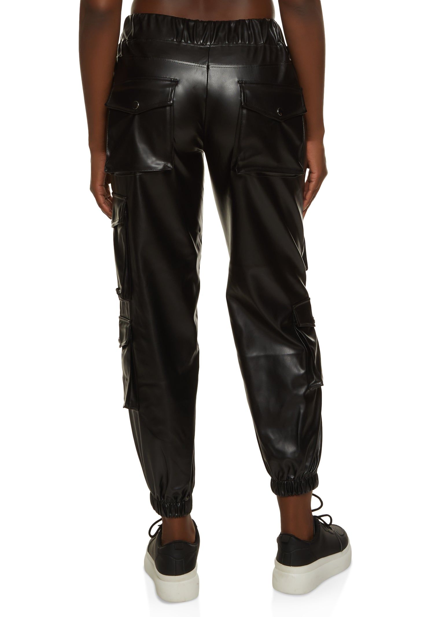 Faux Leather Drawstring Cargo Joggers sold by Rainbow product image thumbnail 3