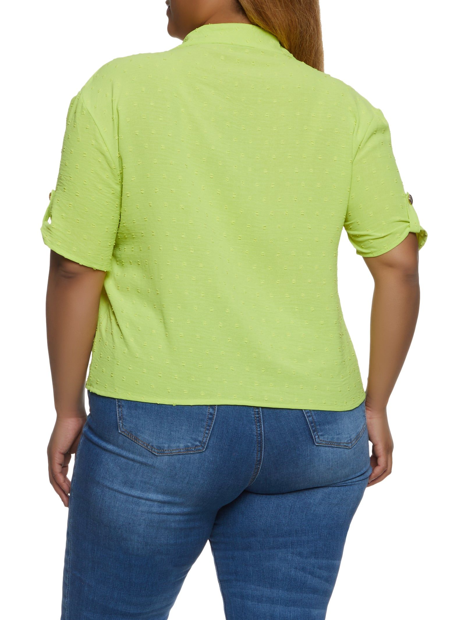 Plus Size One Button Lapel Collar Blouse sold by Rainbow product image thumbnail 2