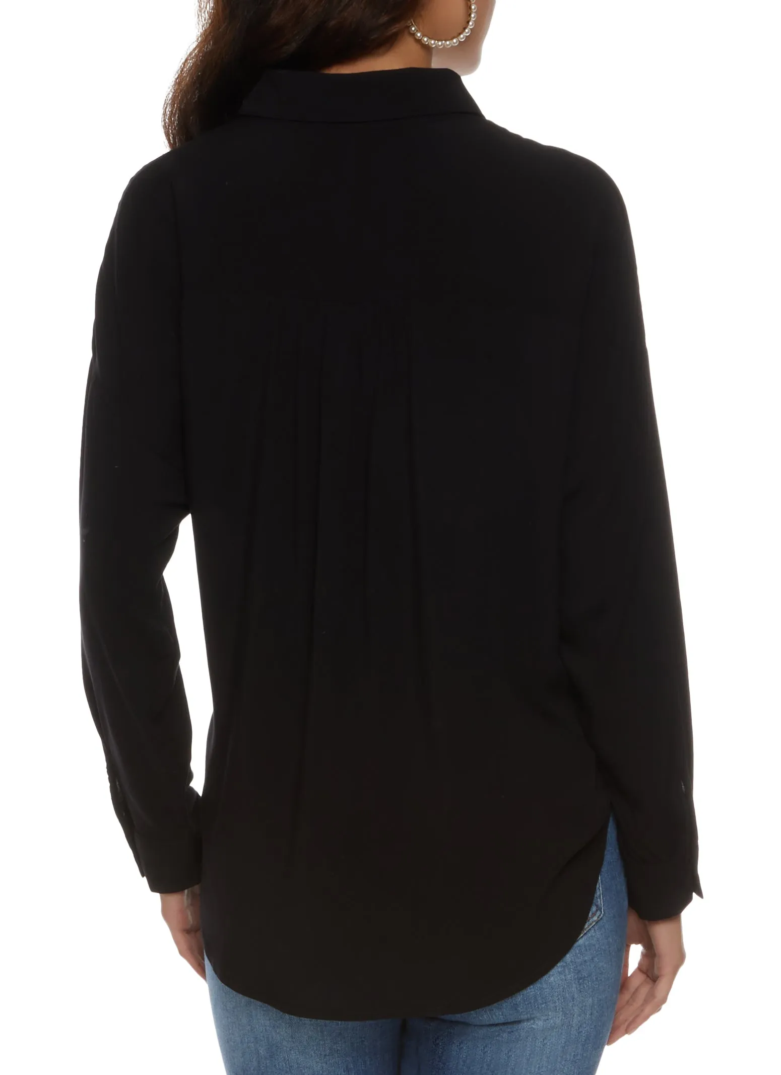 Solid Long Sleeve Button Front Shirt sold by Rainbow product image thumbnail 2
