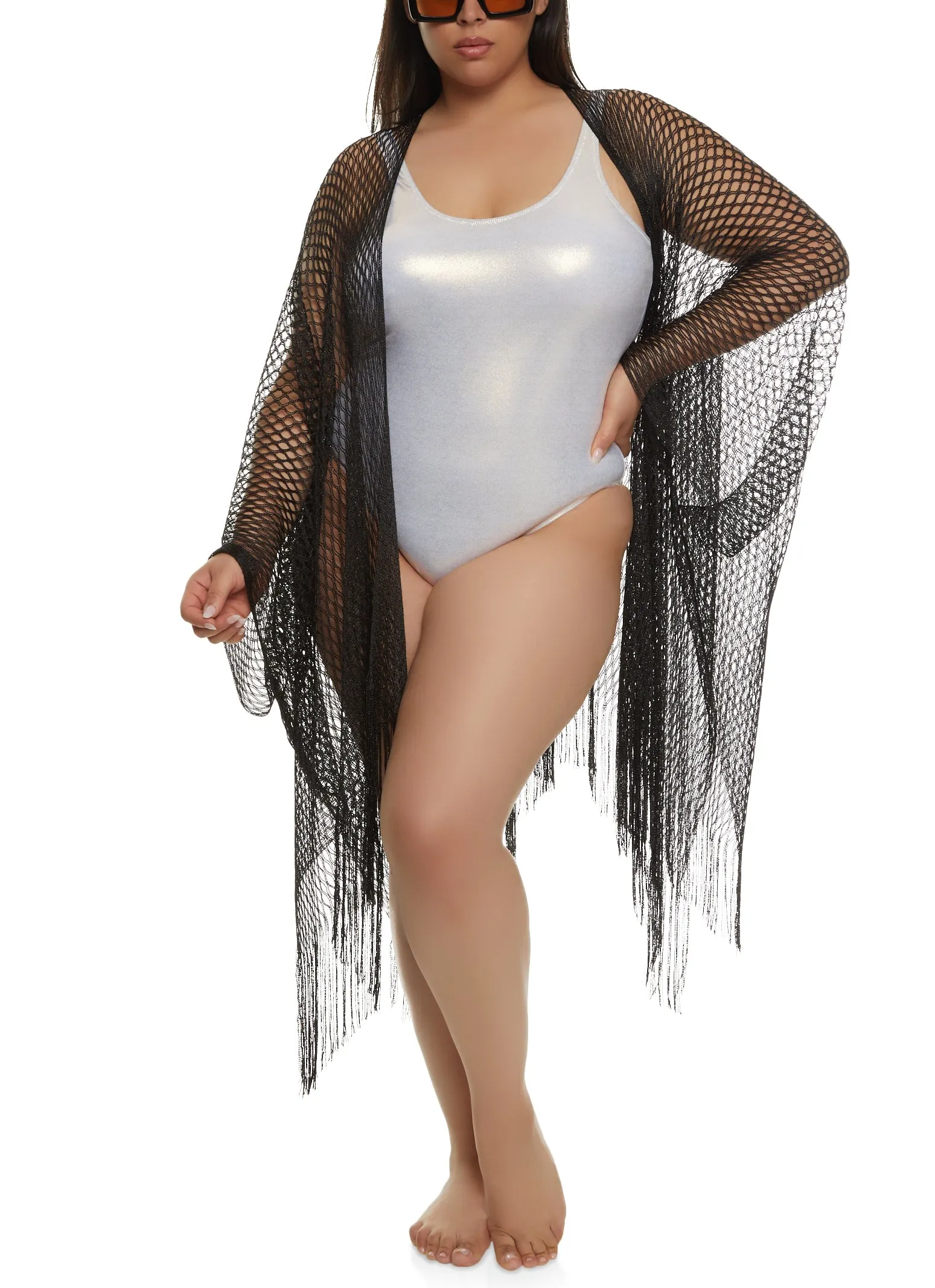 Lurex Fishnet Swim Cover Up Kimono sold by Rainbow