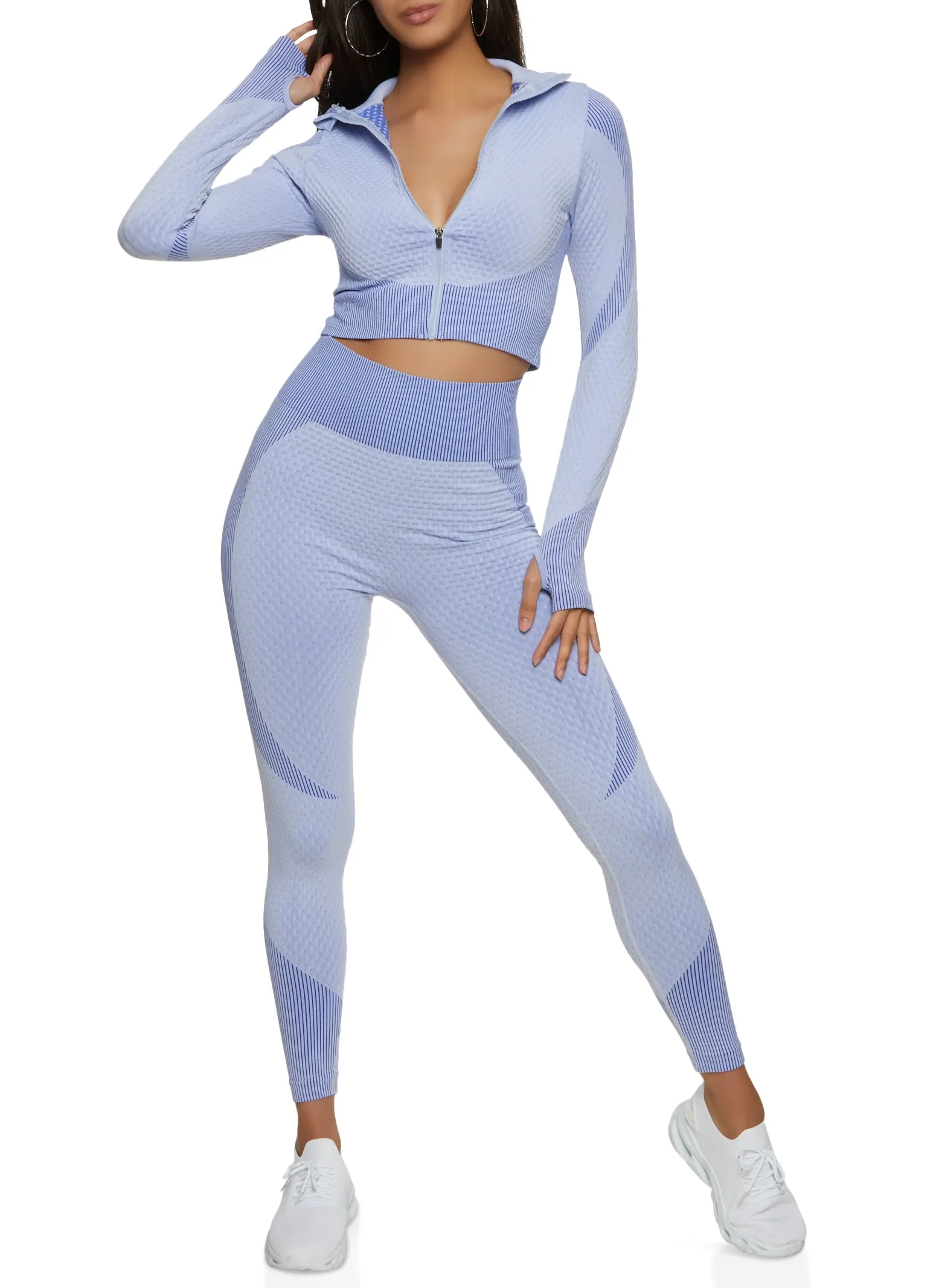 Daisy Seamless Textured Knit Zip Front Track Jacket sold by Rainbow product image thumbnail 2