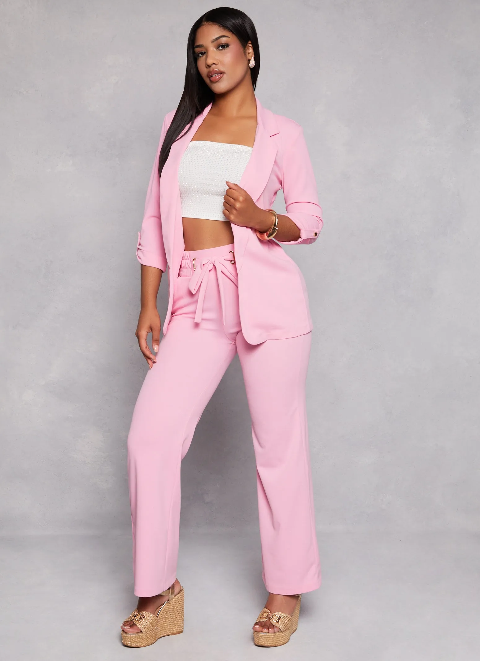 Crepe Knit Tabbed Sleeve Blazer sold by Rainbow product image thumbnail 2