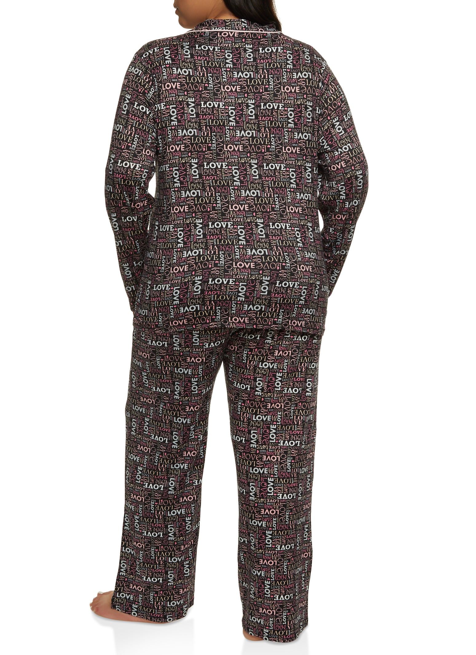 Plus Size Love Print Long Sleeve Pajama Shirt and Pants sold by Rainbow product image thumbnail 2
