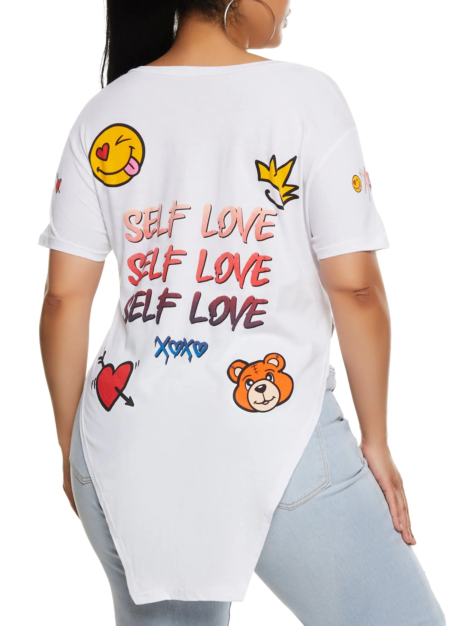 Plus Size Self Love Hanky Hem Graphic Tee sold by Rainbow product image thumbnail 3