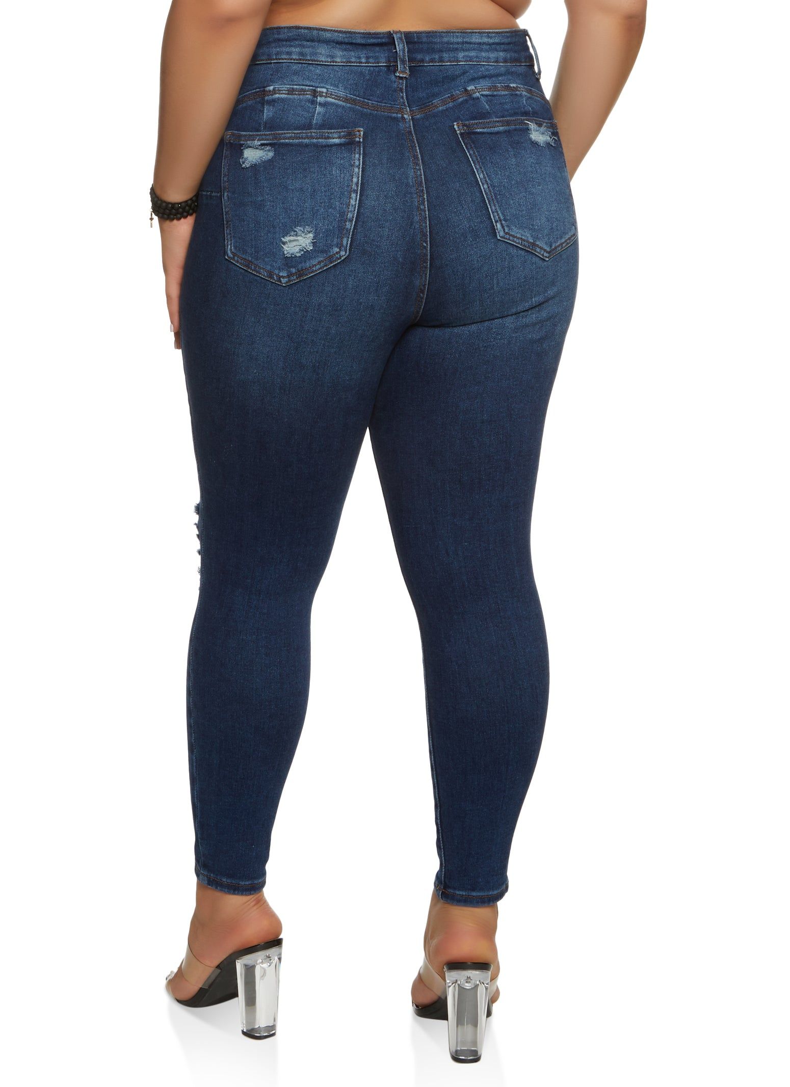 Plus Size WAX Distressed High Waisted Skinny Jeans sold by Rainbow product image thumbnail 2