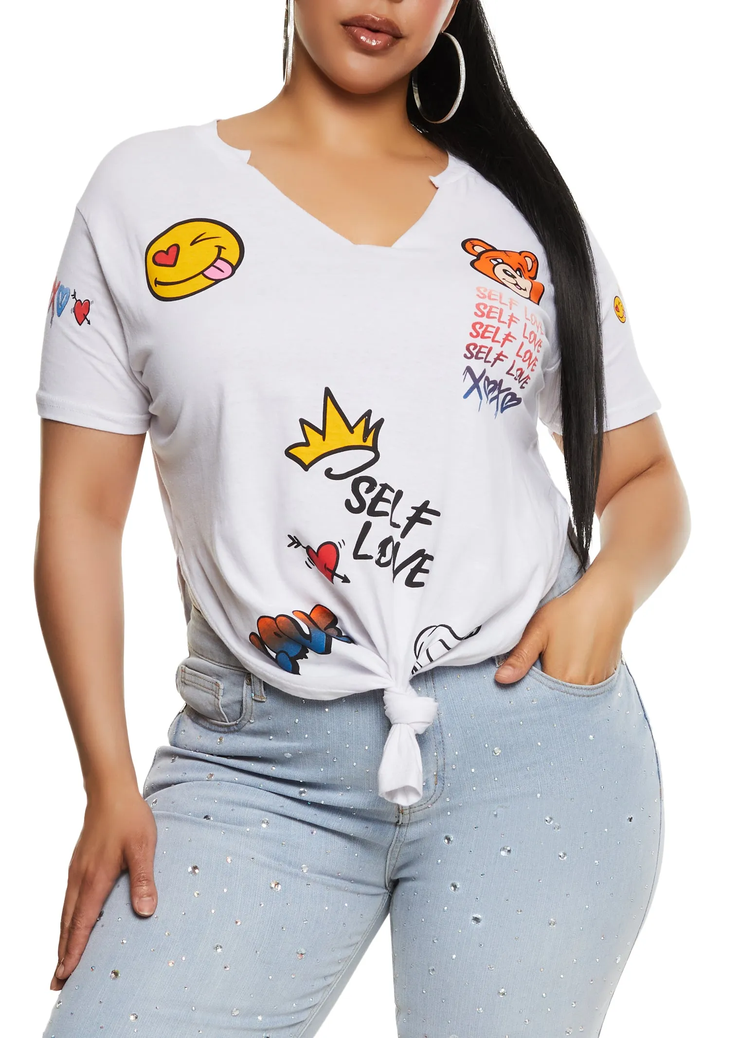 Plus Size Self Love Hanky Hem Graphic Tee sold by Rainbow