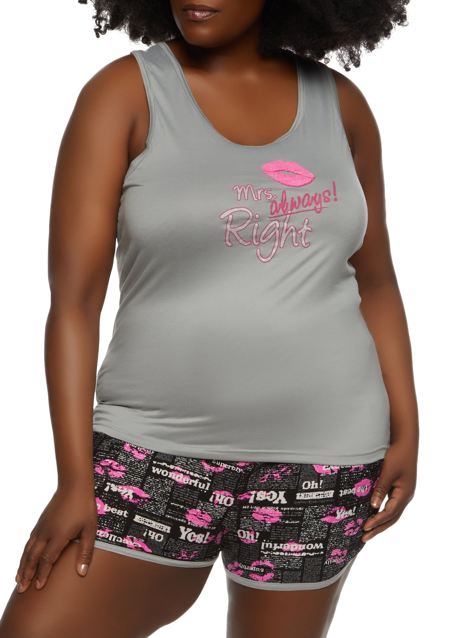 Plus Size Mrs Always Right Pajama Tank Top and Shorts sold by Rainbow