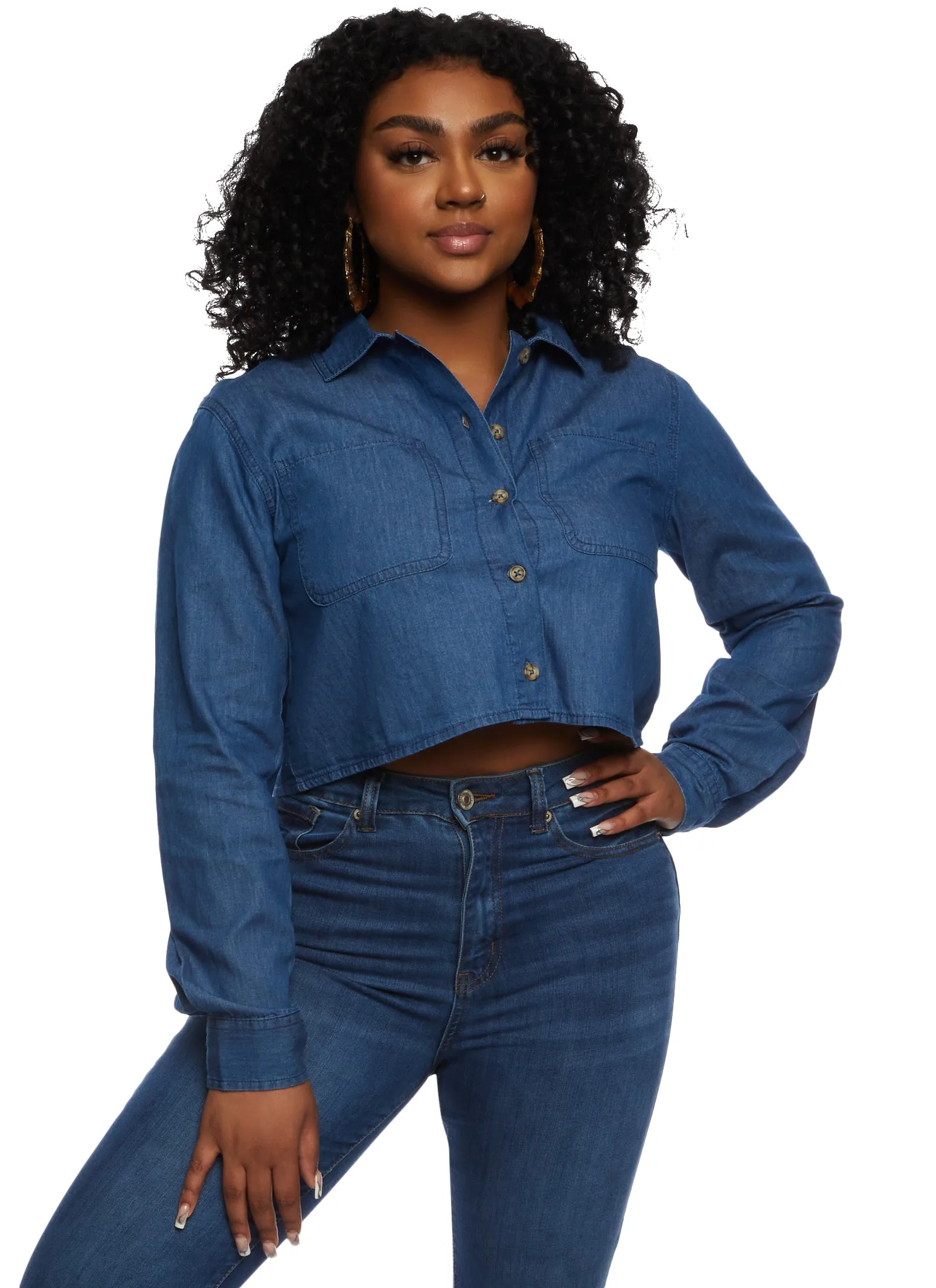 Denim Cropped Shirt sold by Rainbow product image thumbnail 2