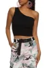 Ribbed Knit Seamless One Shoulder Crop Top sold by Rainbow