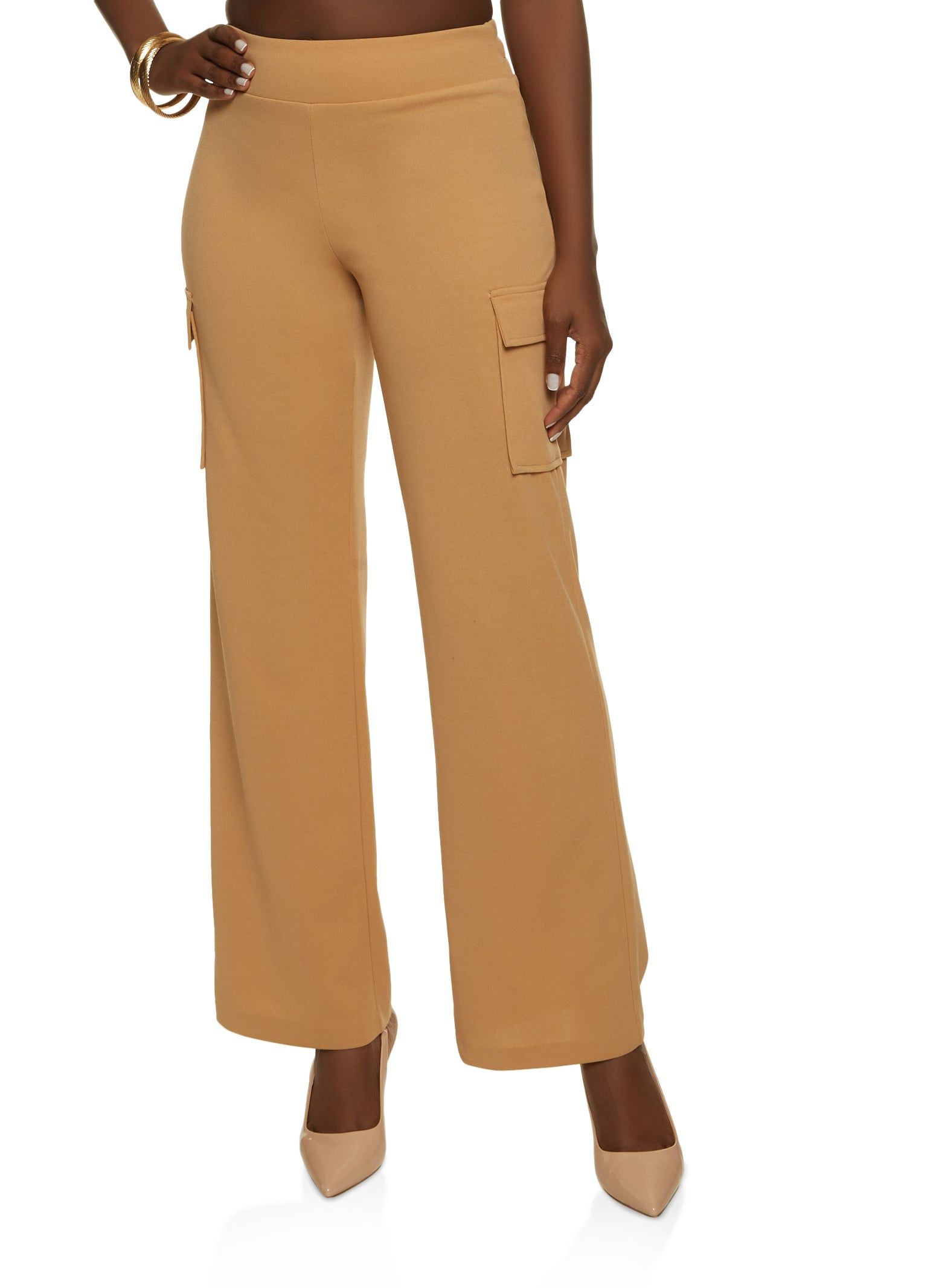 High Waist Cargo Pocket Wide Leg Pants sold by Rainbow