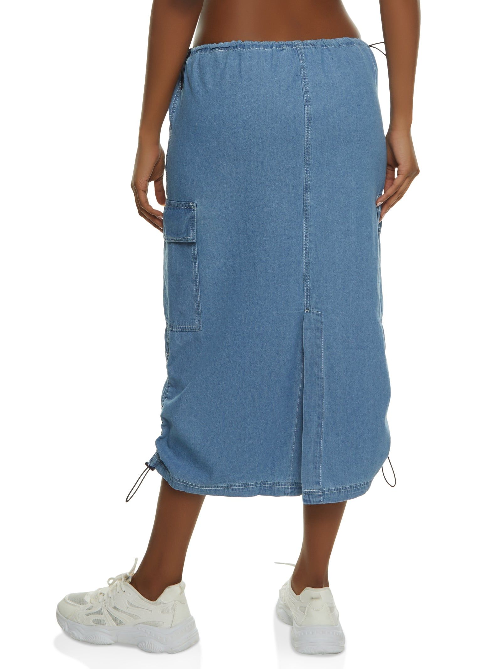 Almost Famous Toggle Drawstring Hem Denim Cargo Skirt sold by Rainbow product image thumbnail 3