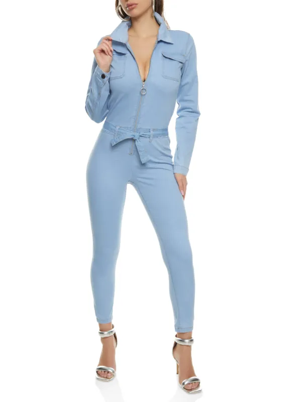 VIP Zip Front Denim Jumpsuit sold by Rainbow