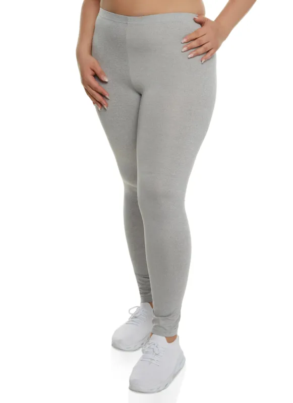Plus Size Solid High Waisted Leggings sold by Rainbow