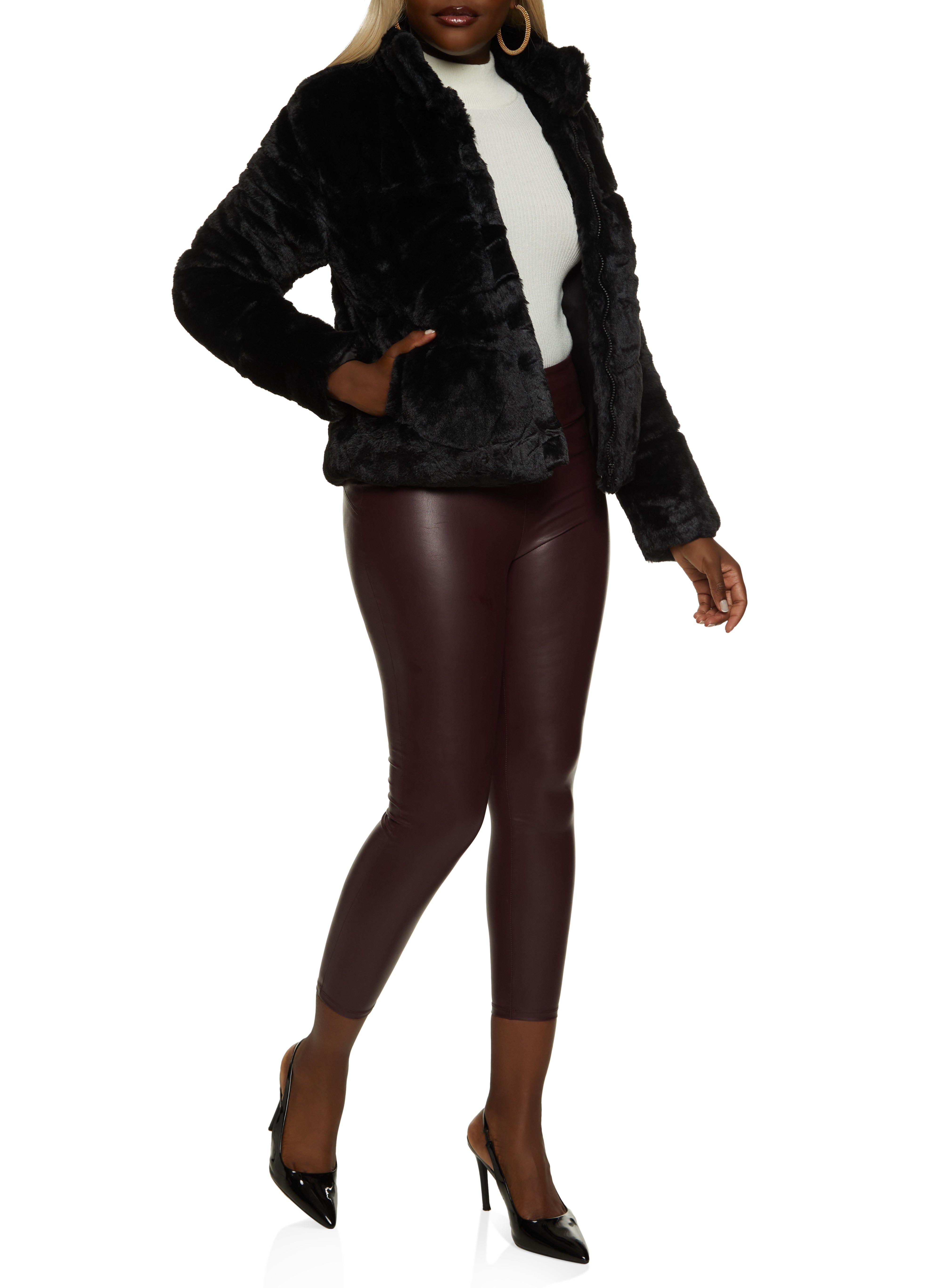 Faux Fur Mock Neck Puffer Jacket sold by Rainbow product image thumbnail 2