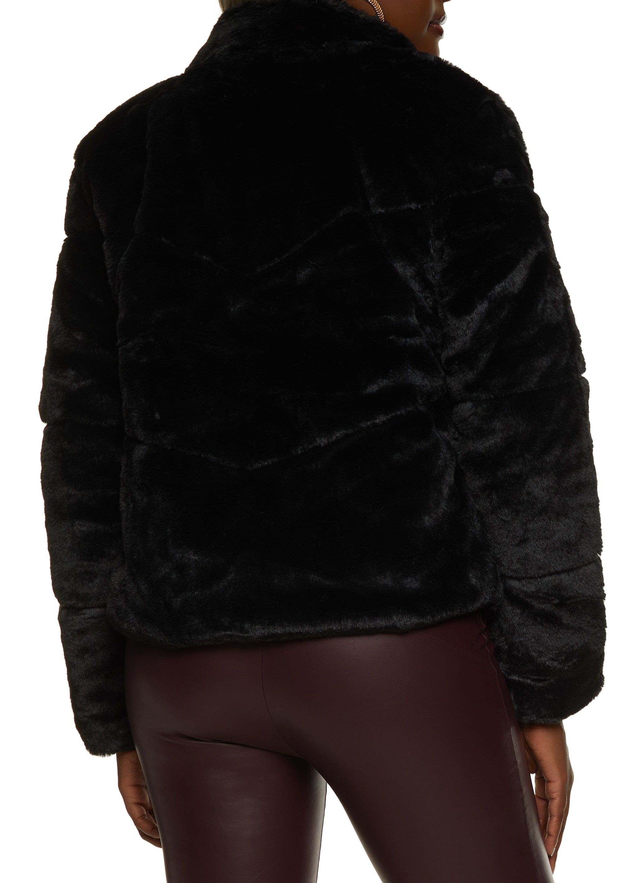 Faux Fur Mock Neck Puffer Jacket sold by Rainbow product image thumbnail 3