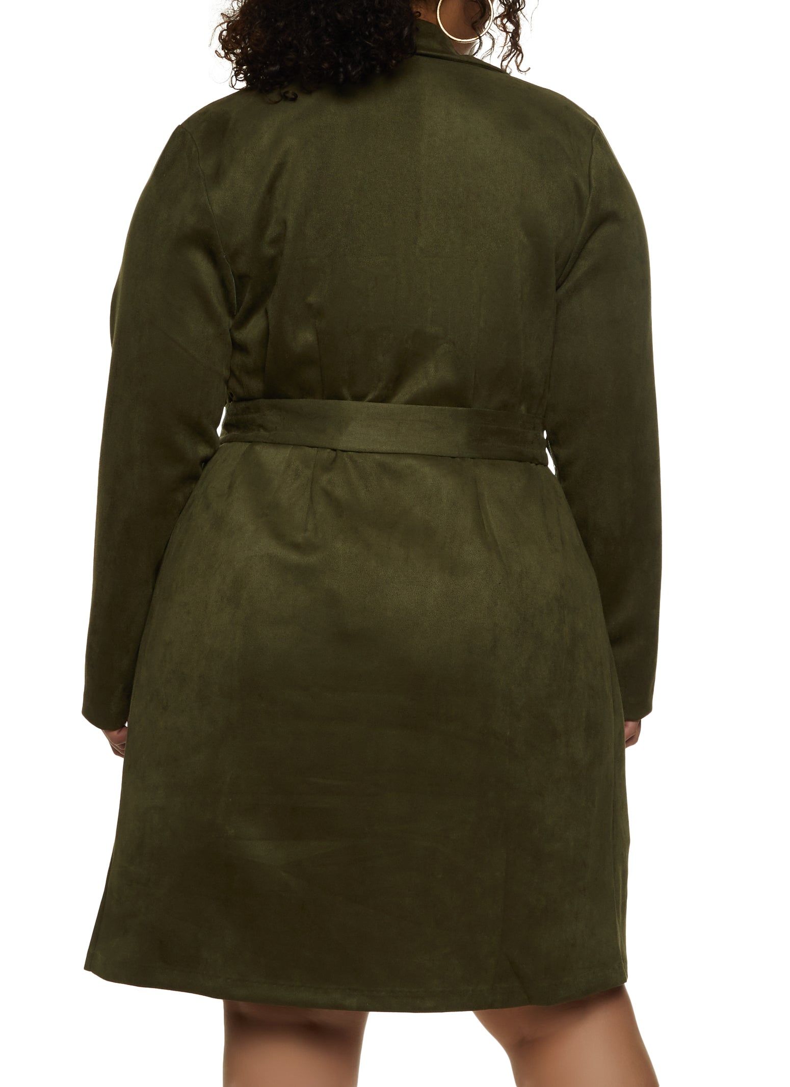 Plus Size Faux Suede Belted Wrap Coat sold by Rainbow product image thumbnail 3