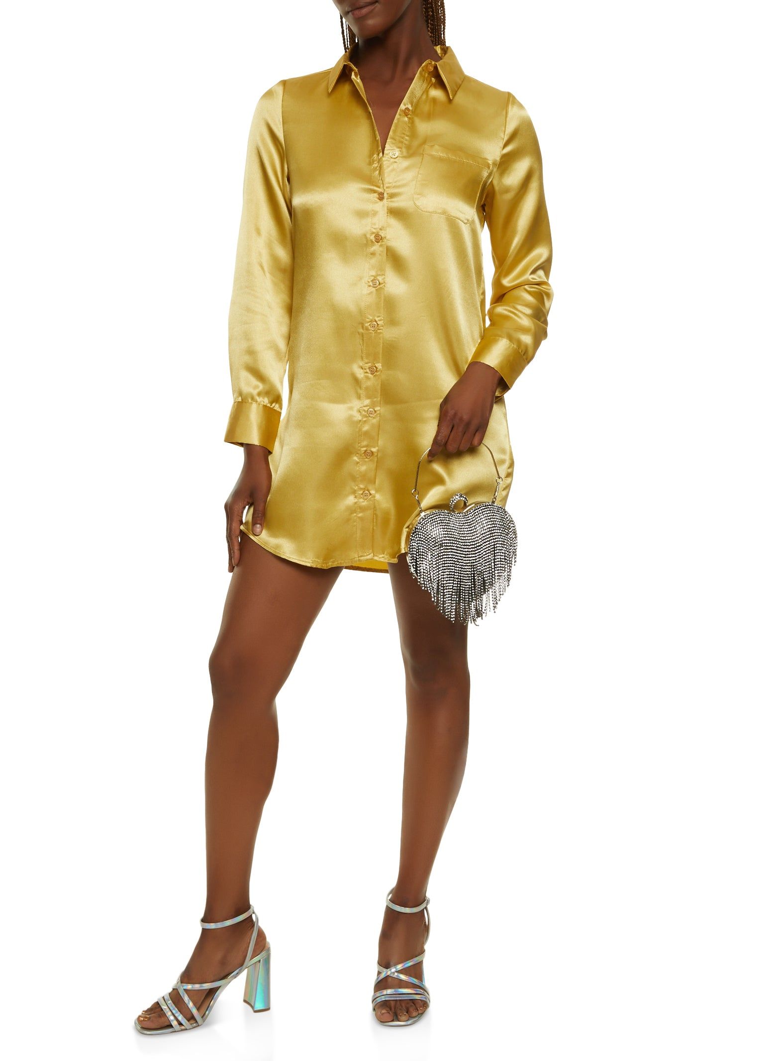 Satin Mini Shirt Dress sold by Rainbow product image thumbnail 2