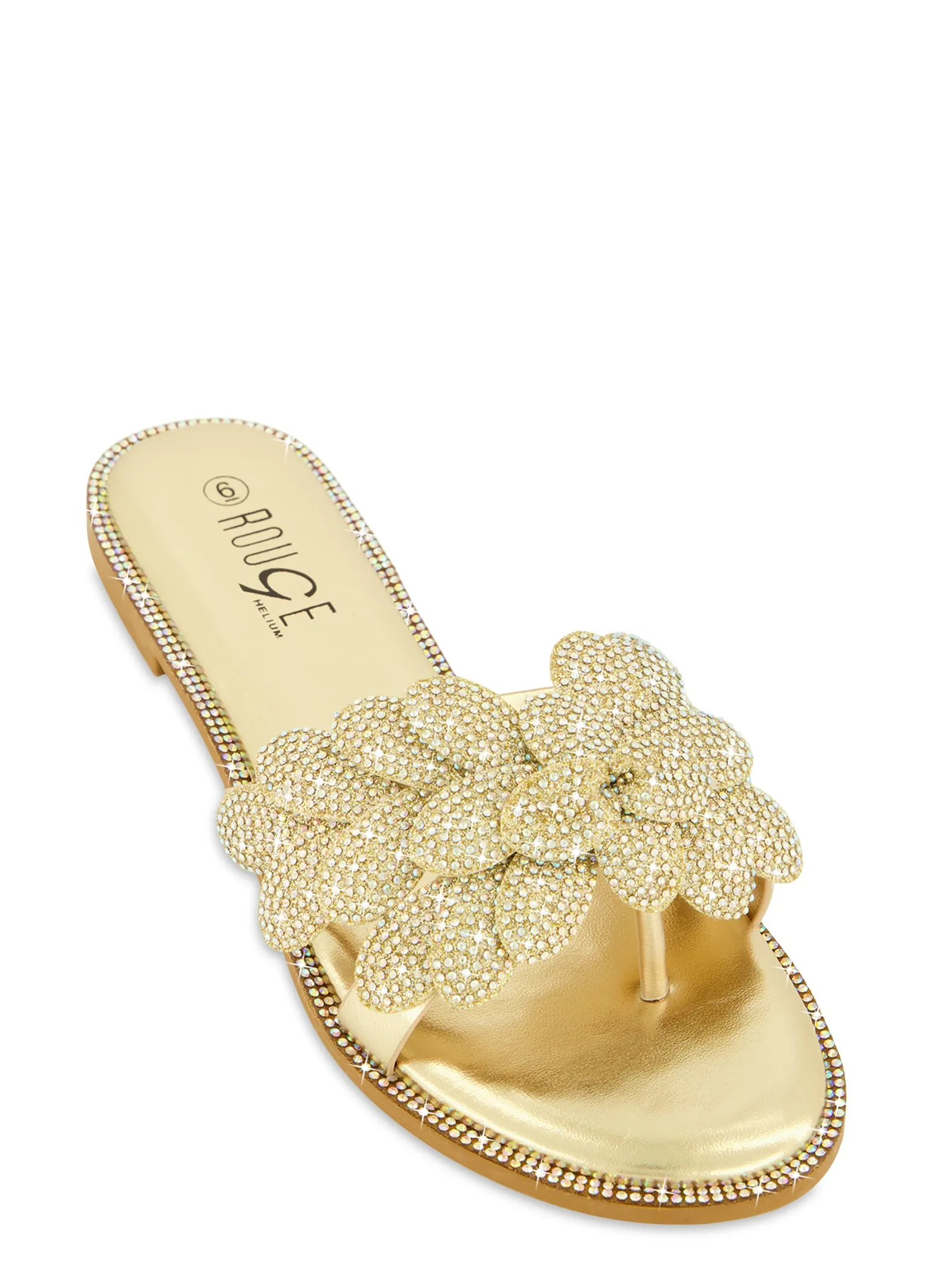 Rhinestone Studded Petal Thong Sandals sold by Rainbow