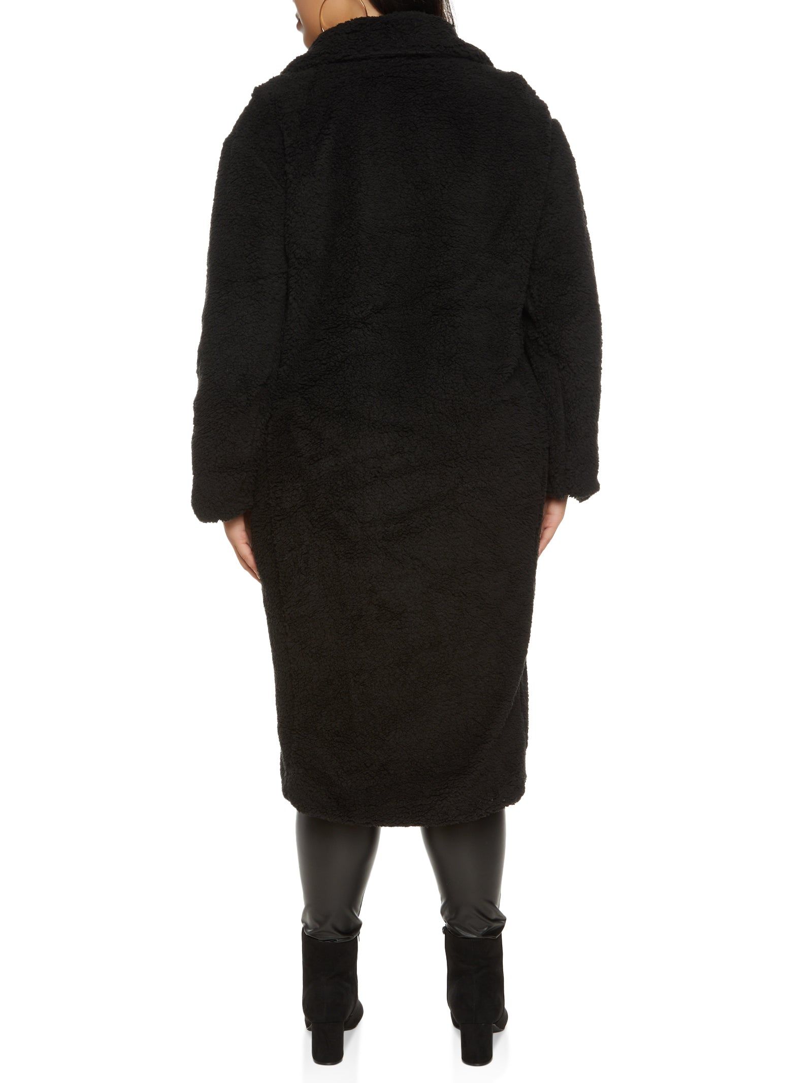 Plus Size Solid Sherpa Teddy Coat sold by Rainbow product image thumbnail 2