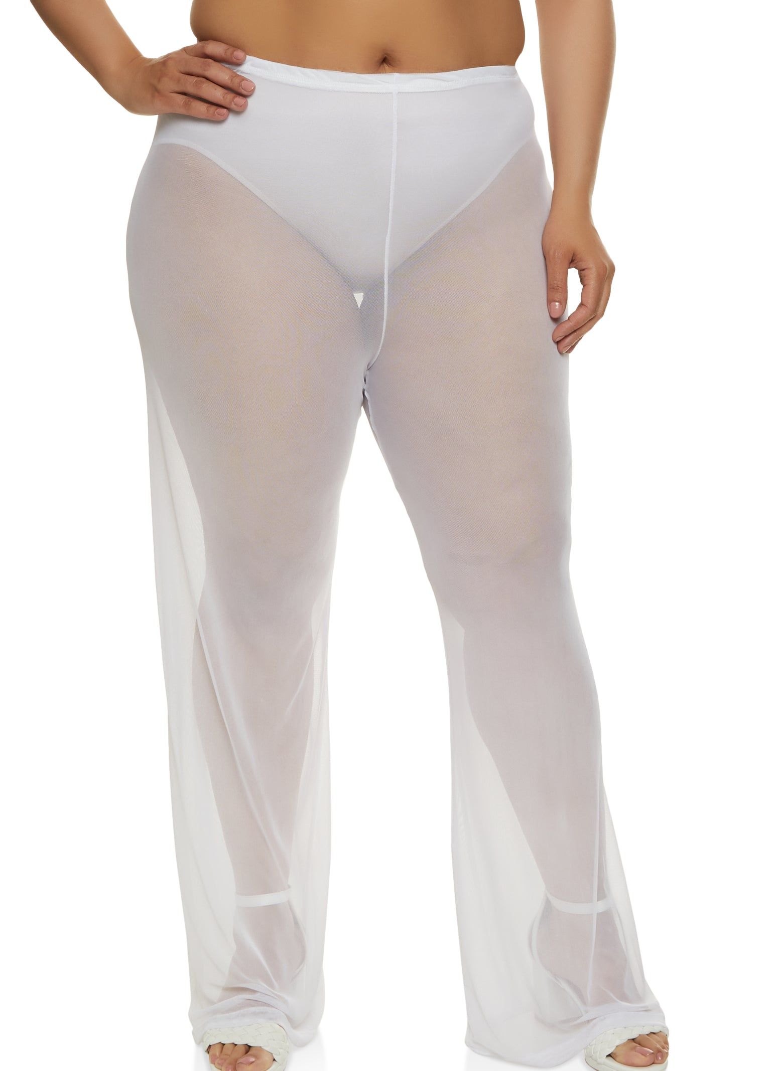 Plus Size Mesh Flare Pants sold by Rainbow