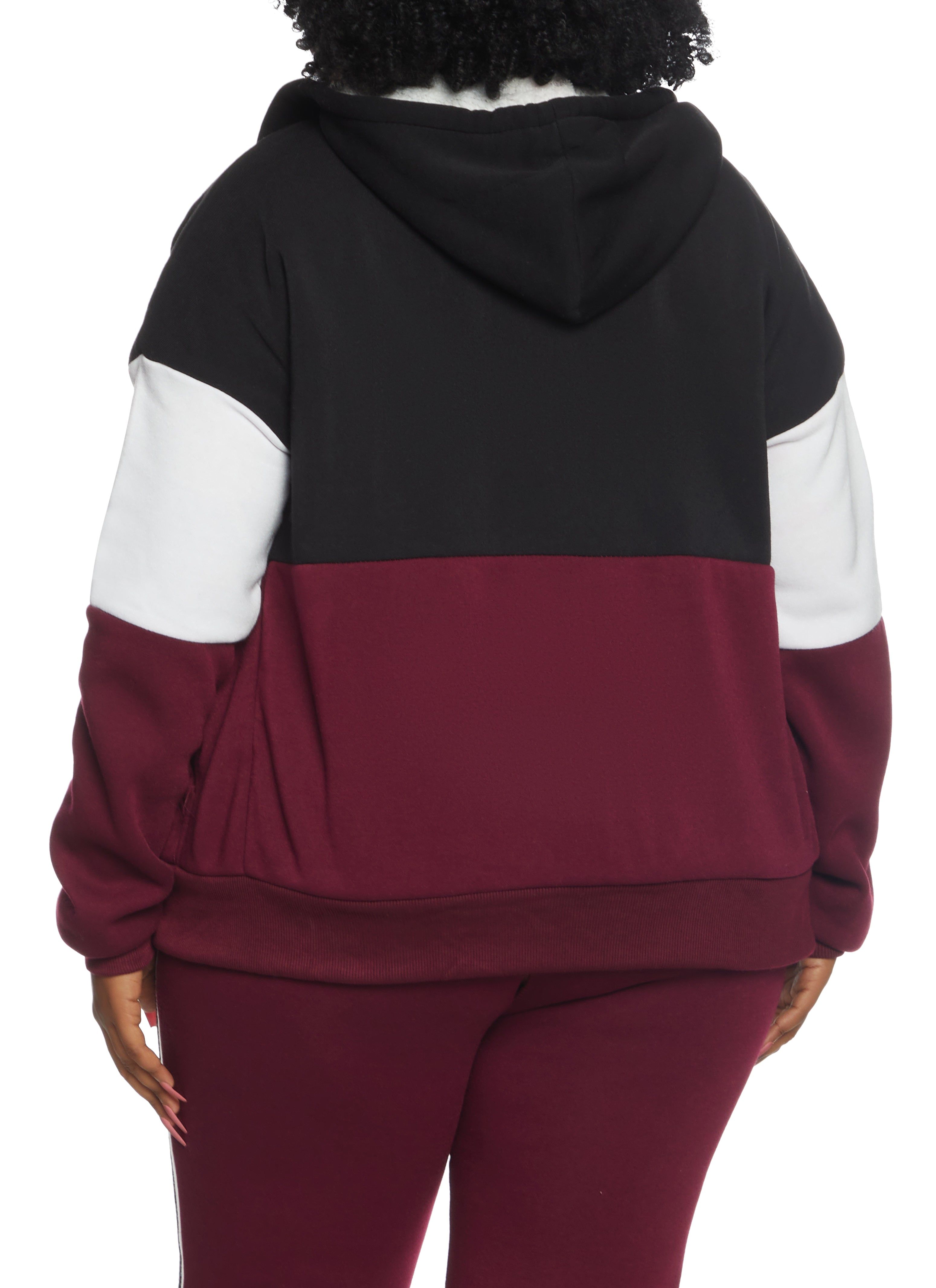 Plus Size Color Blocked Zip Front Hoodie sold by Rainbow product image thumbnail 3