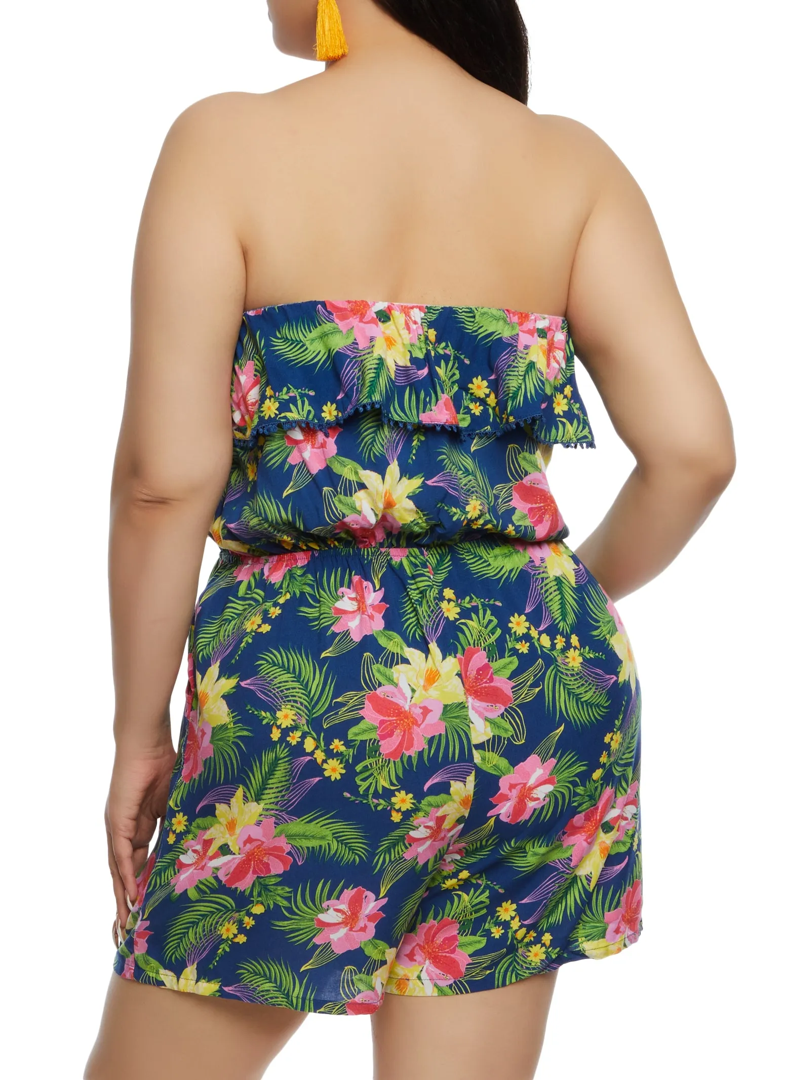 Plus Size Floral Print Pocket Strapless Romper sold by Rainbow product image thumbnail 3