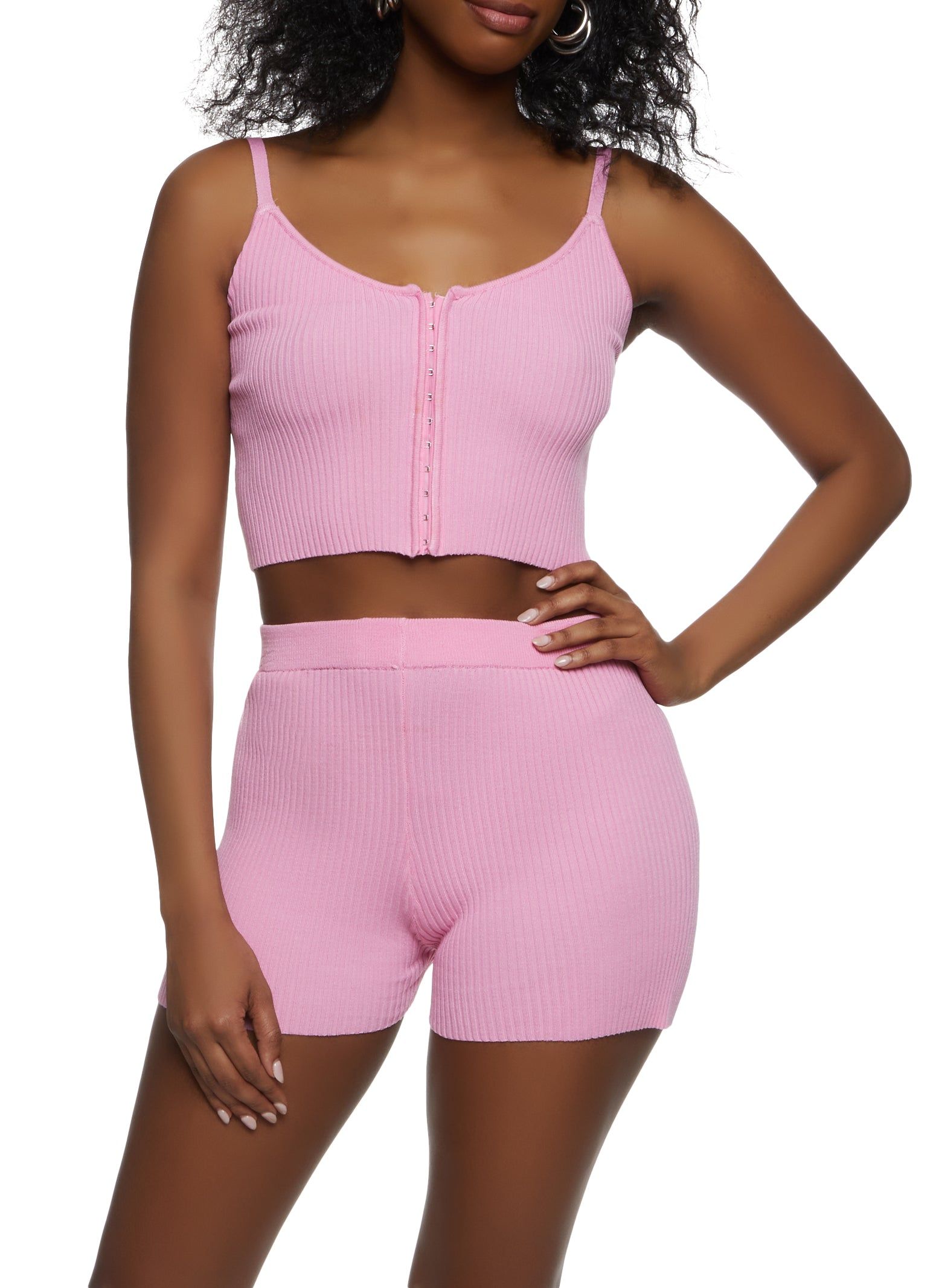 Ribbed Hook and Eye Cropped Cami sold by Rainbow