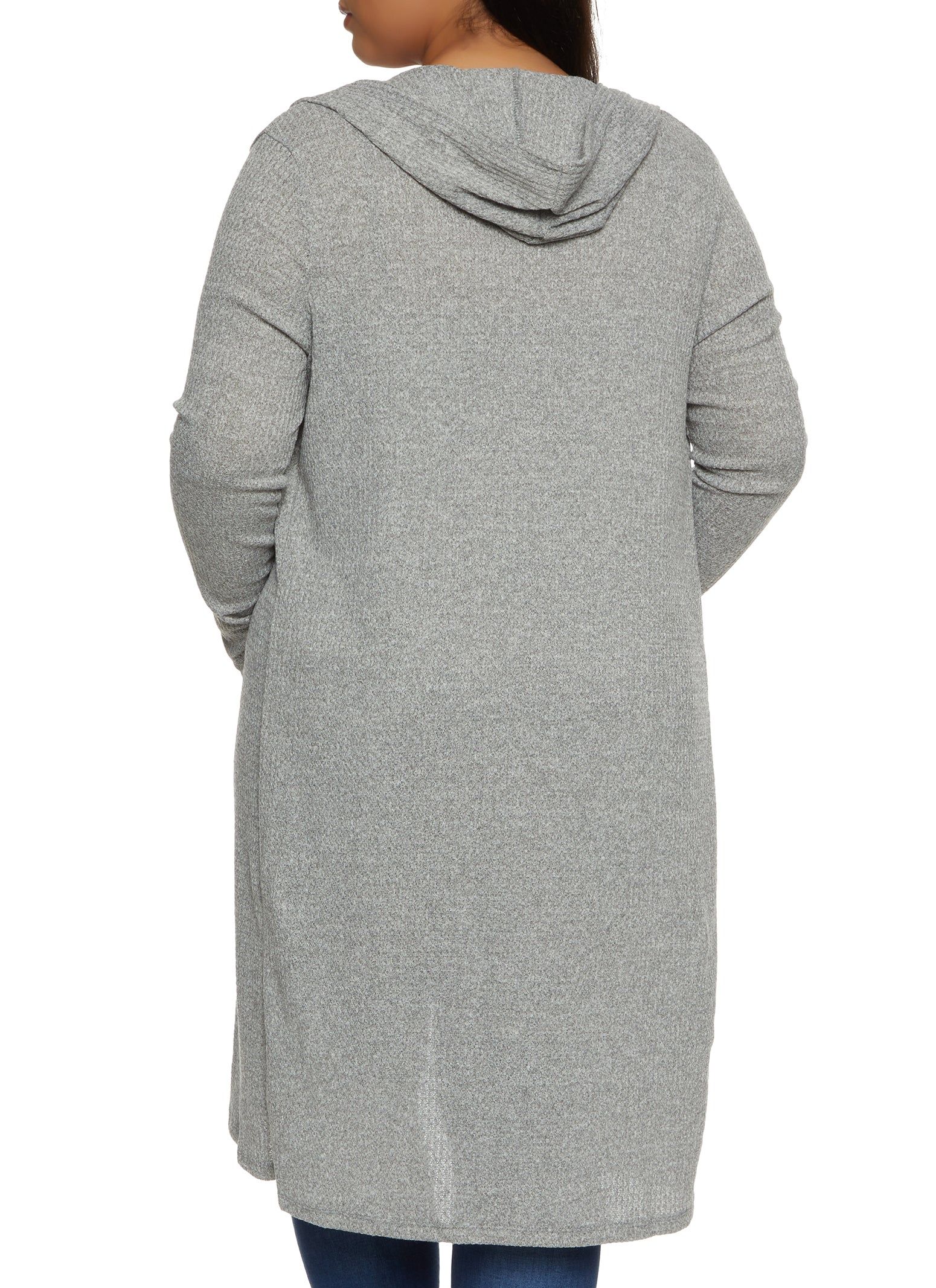 Plus Size Waffle Knit Hooded Long Cardigan sold by Rainbow product image thumbnail 2
