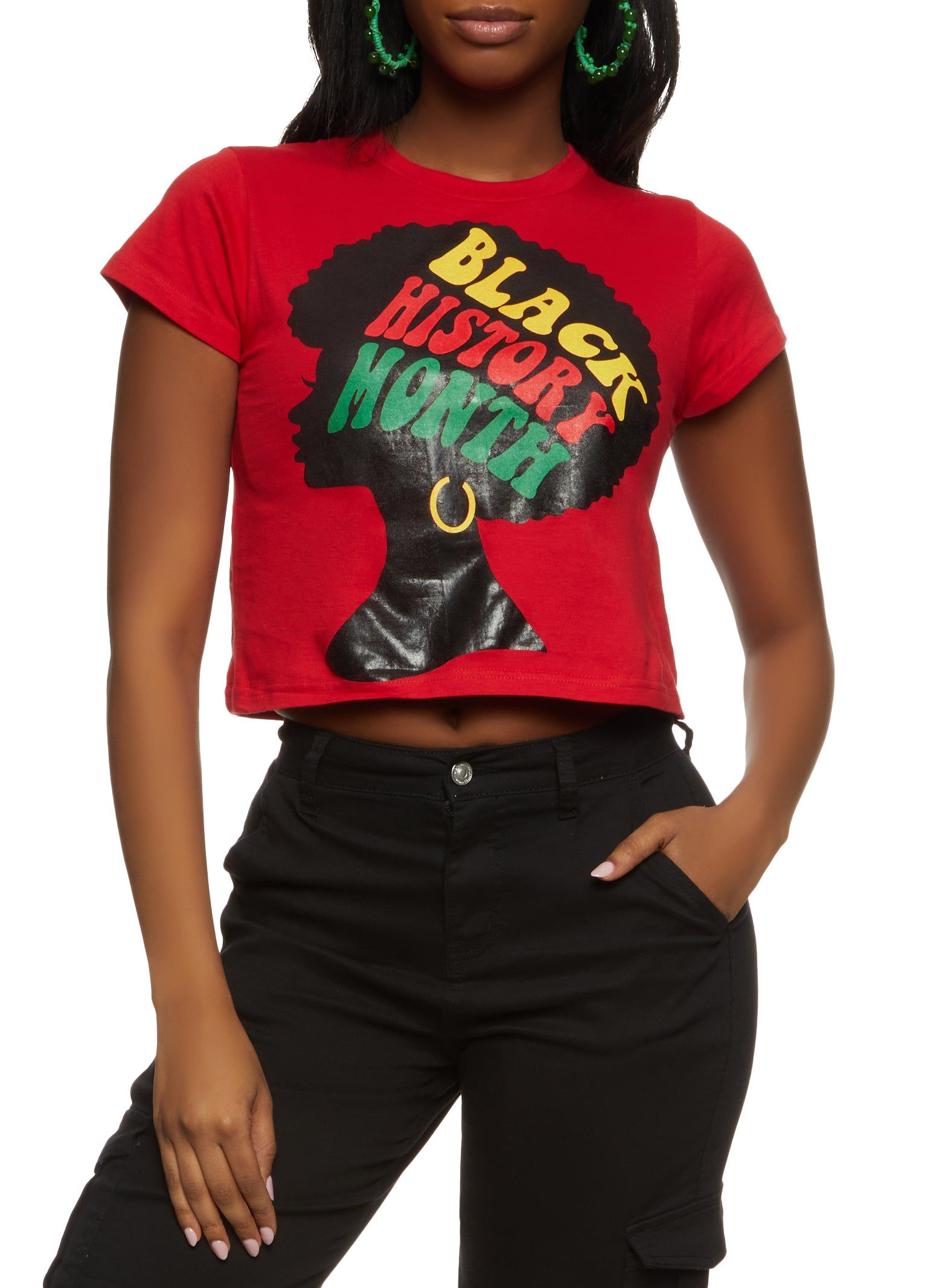 Black History Month Cropped Graphic Tee sold by Rainbow