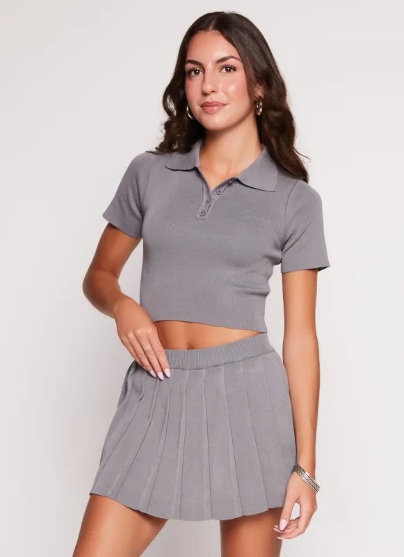 Daisy Solid Cropped Polo Shirt sold by Rainbow