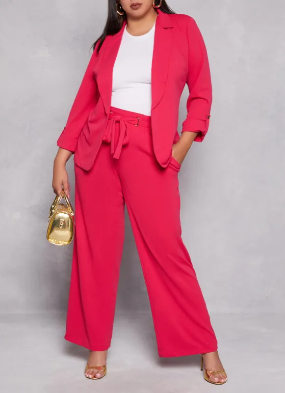 Plus Size Crepe Knit Tie Front Dress Pants sold by Rainbow