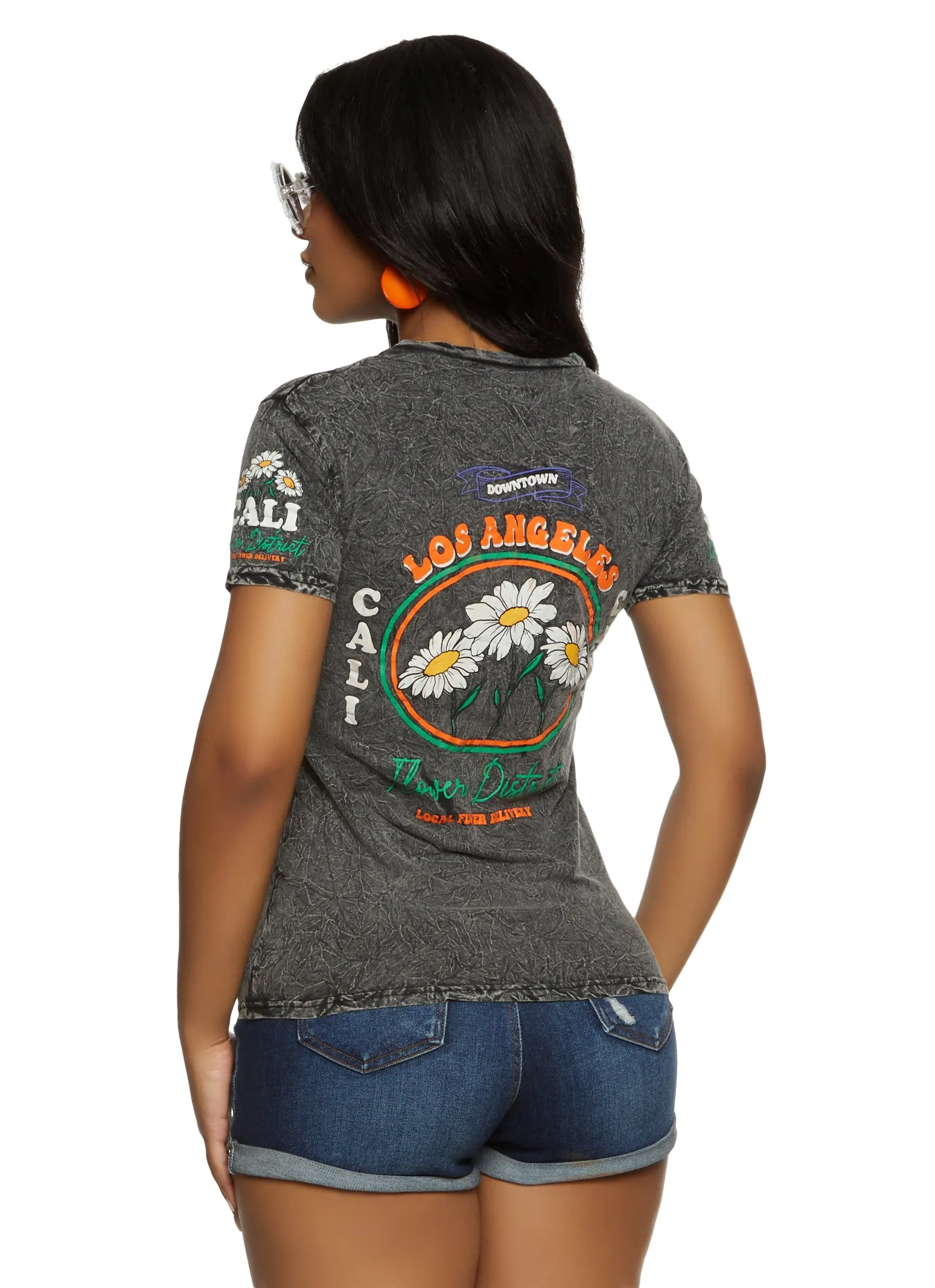 Acid Wash Los Angeles Crew Neck Graphic Tee sold by Rainbow product image thumbnail 2