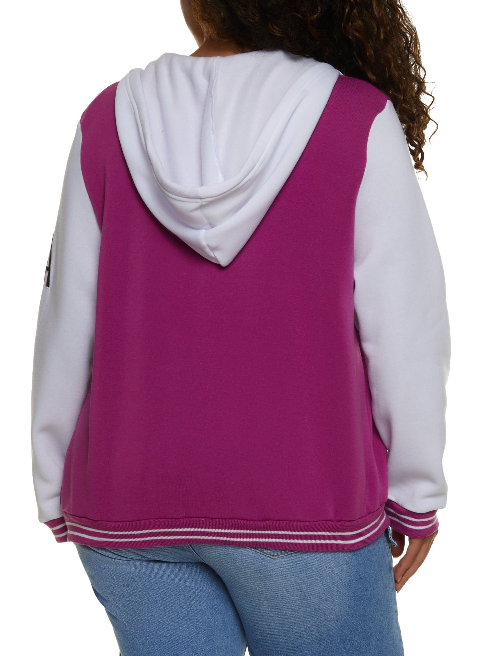Plus Size 23 Patch Graphic Hooded Baseball Jacket sold by Rainbow product image thumbnail 3