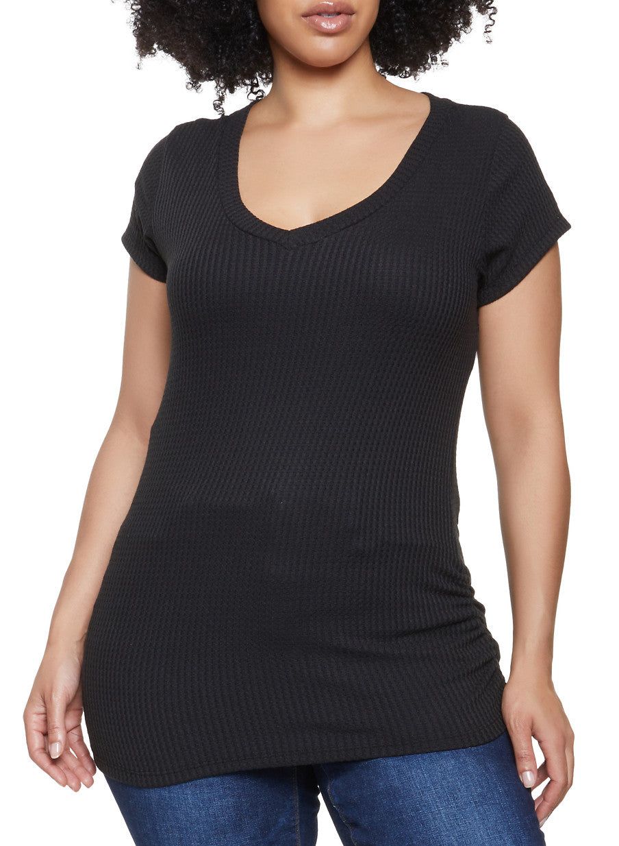 Plus Size Basic V Neck T Shirt sold by Rainbow