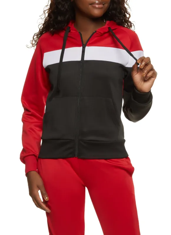 Color Block Zip Up Hoodie sold by Rainbow