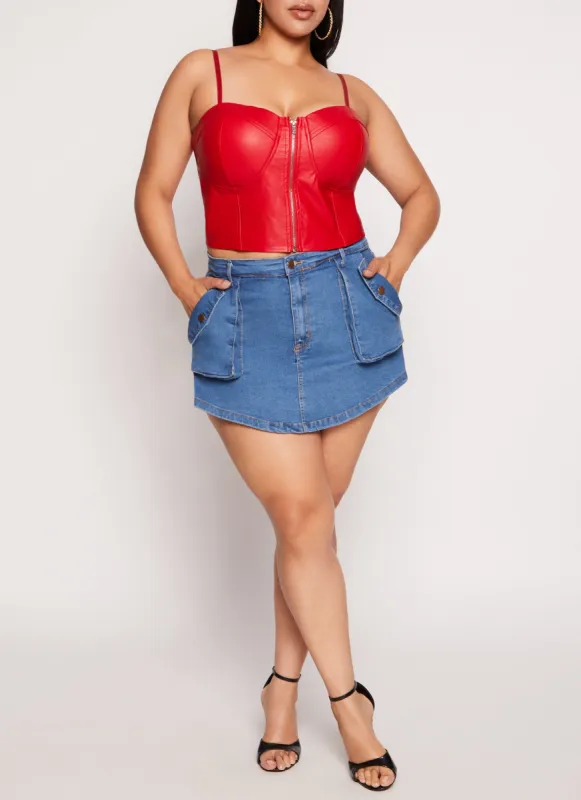 Plus Size Daisy Pocket Denim Skort sold by Rainbow