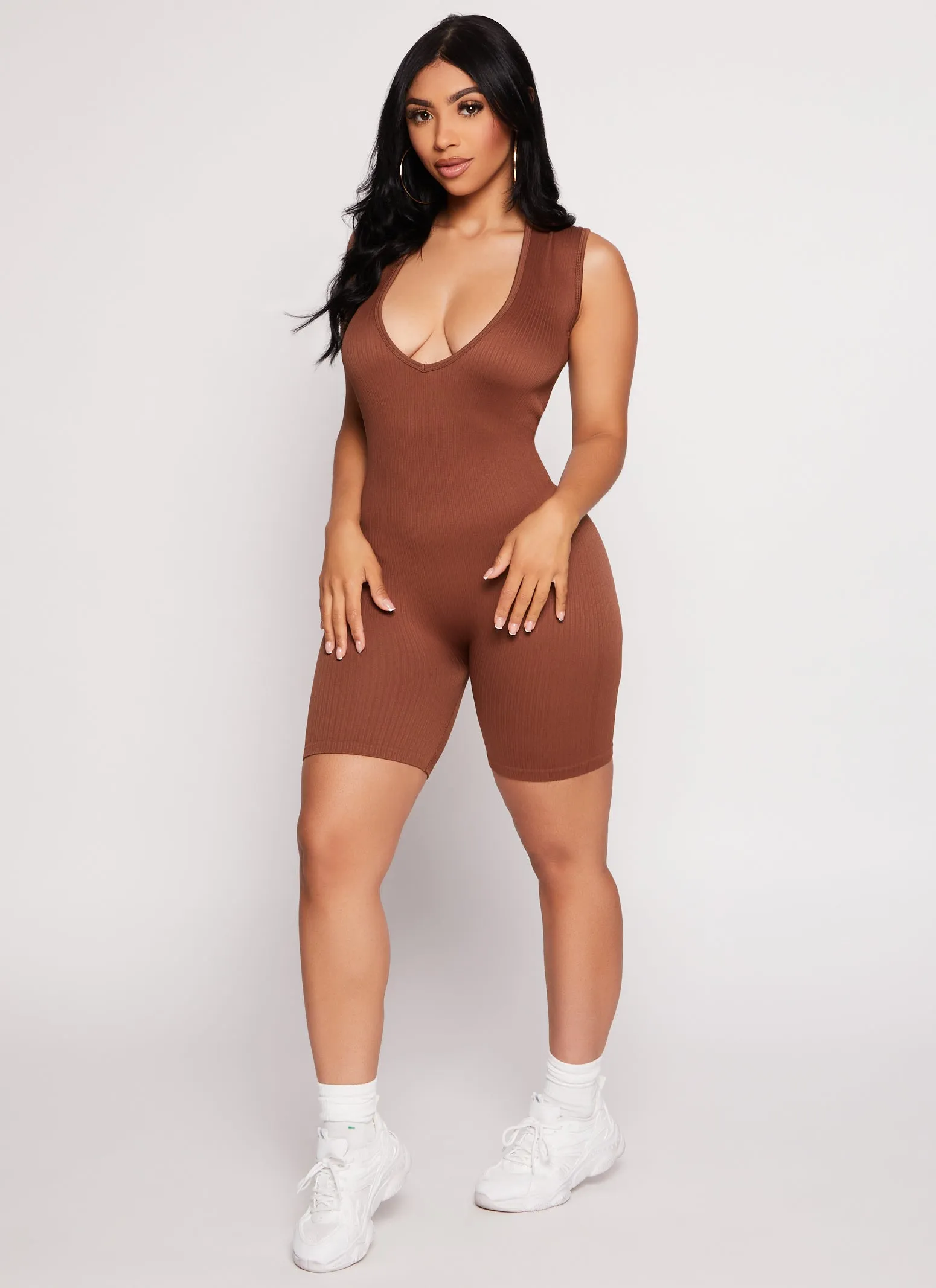 Daisy Seamless Ribbed Plunge Neck Romper sold by Rainbow product image thumbnail 2