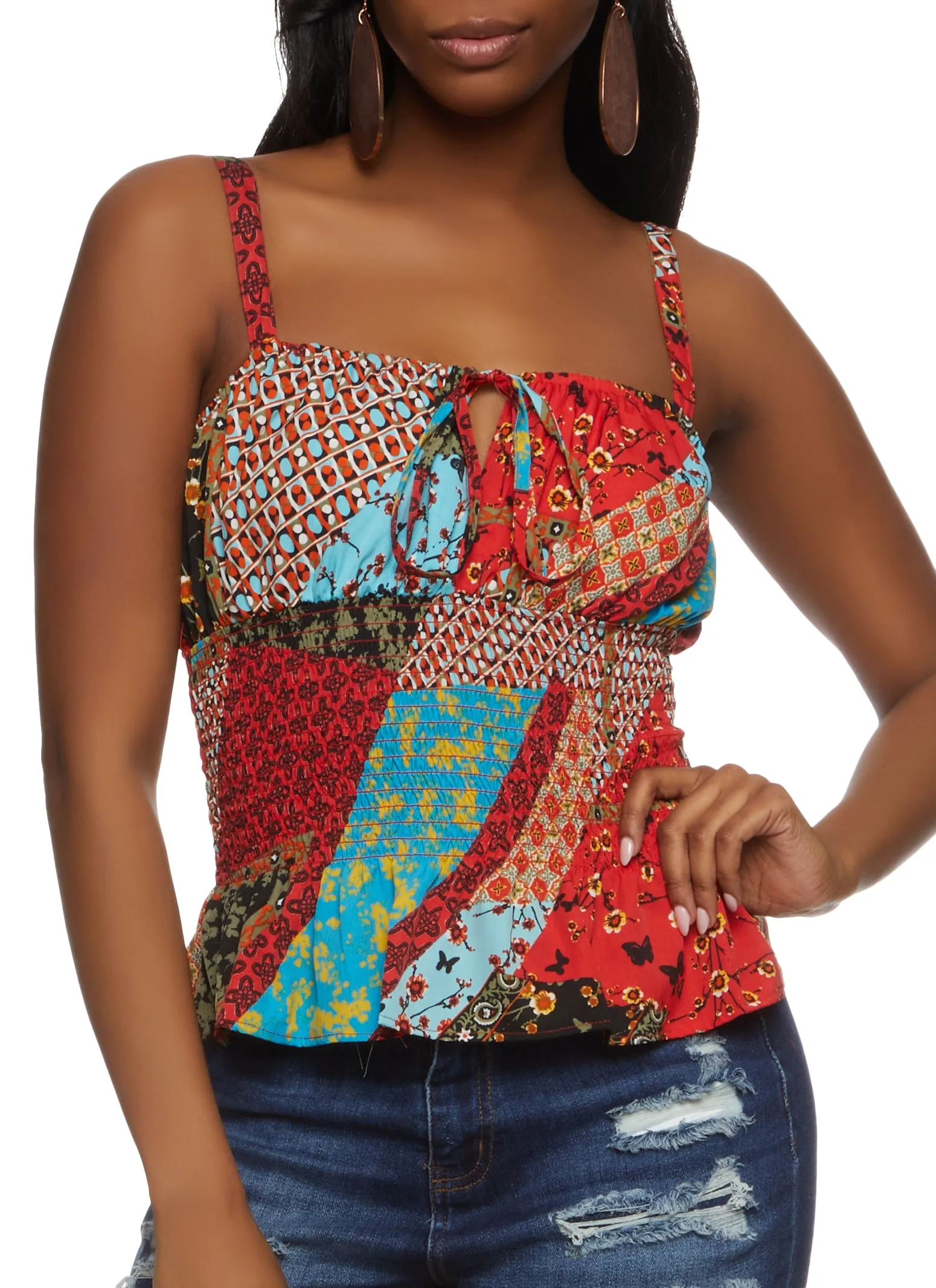 Mixed Print Smocked Cami Top sold by Rainbow