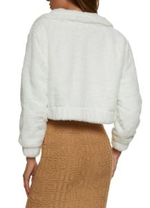 Zip Front Faux Fur Bomber Jacket sold by Rainbow