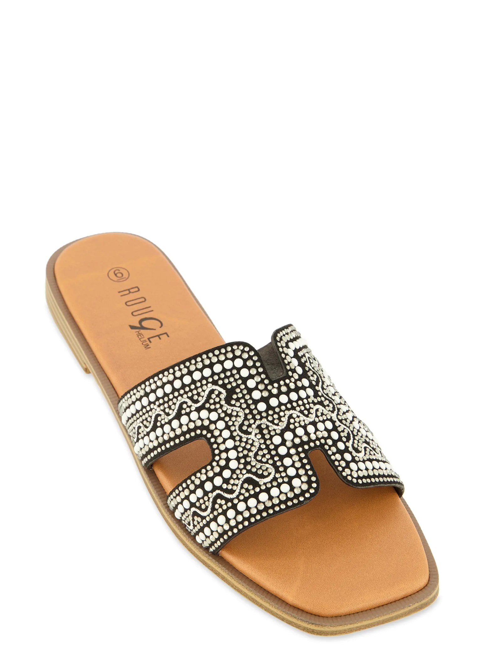 Faux Pearl Cut Out Band Slide Sandals sold by Rainbow
