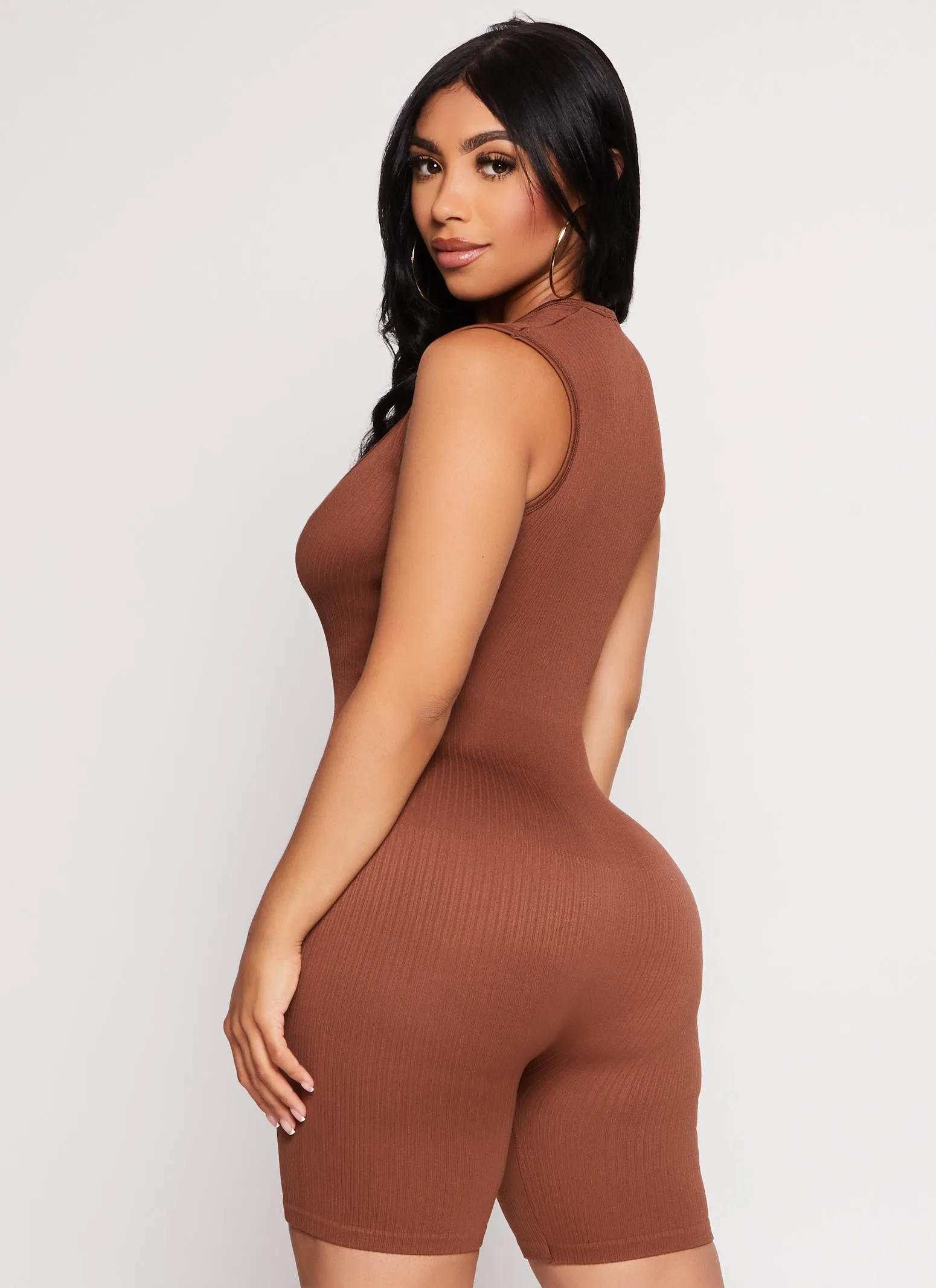 Daisy Seamless Ribbed Plunge Neck Romper sold by Rainbow product image thumbnail 3