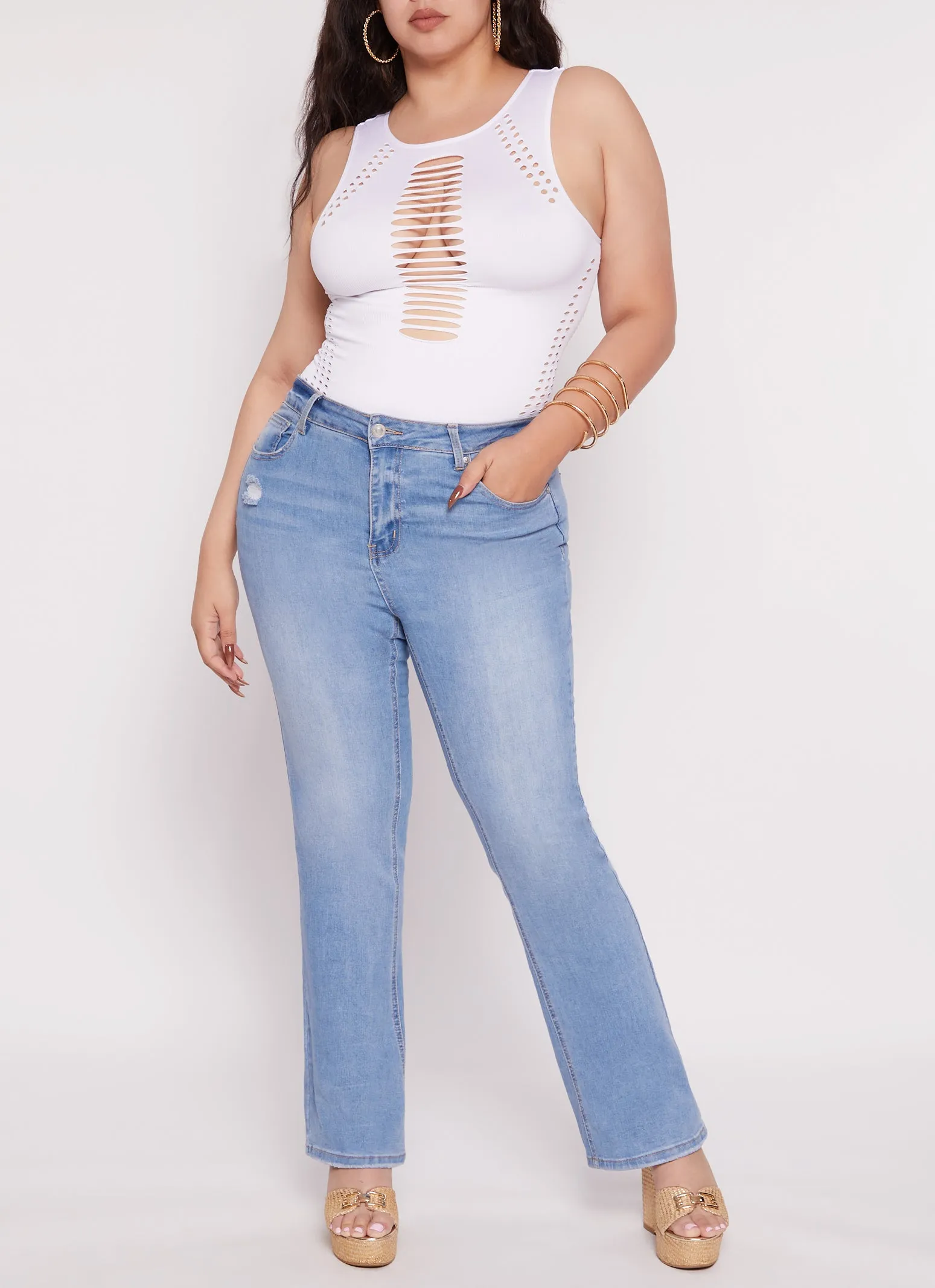 Plus Size Cut Out Seamless Bodysuit sold by Rainbow product image thumbnail 2