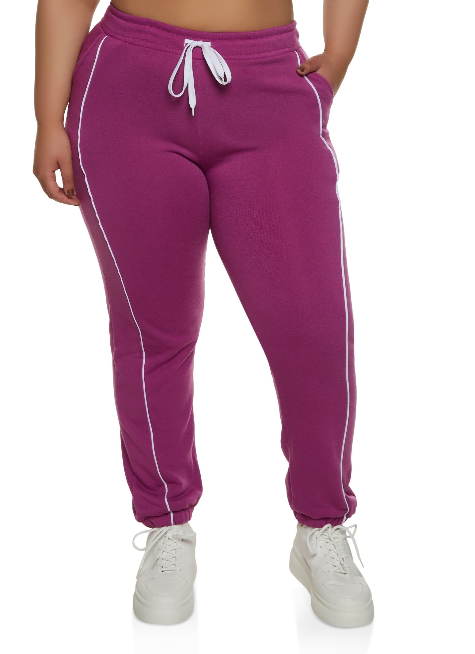 Plus Size Contrast Piping Sweatpants sold by Rainbow