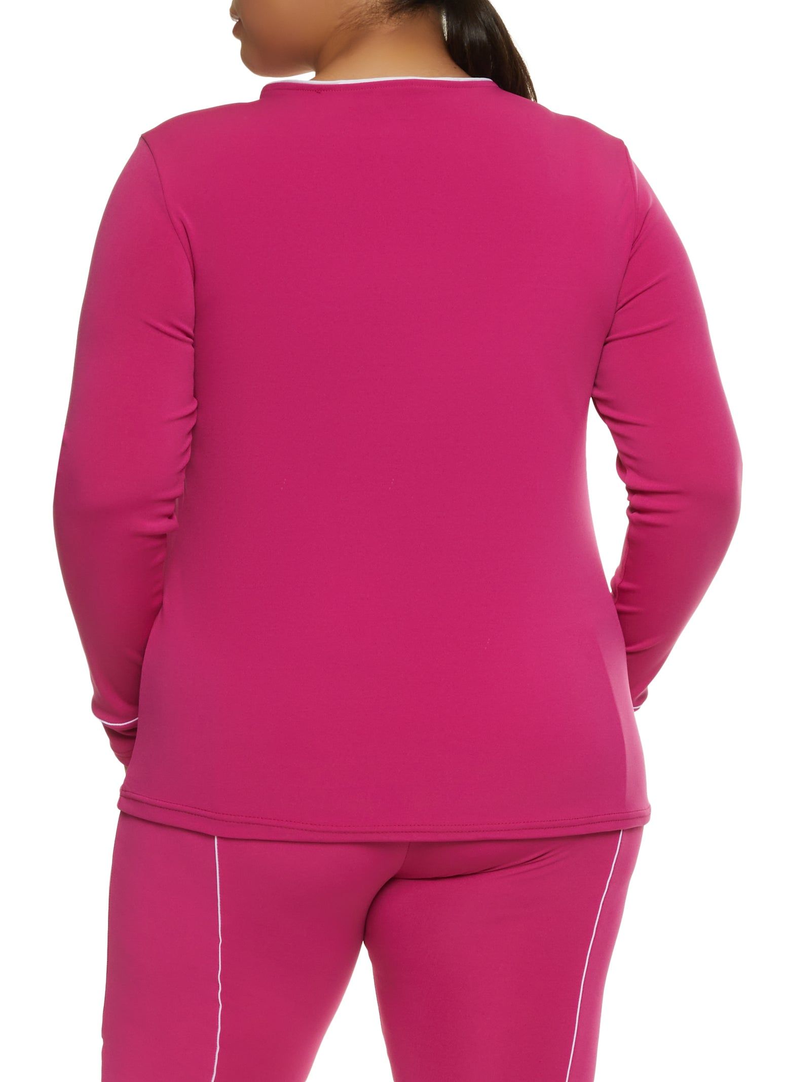 Plus Size Contrast Piping Zip Up Track Jacket sold by Rainbow product image thumbnail 3