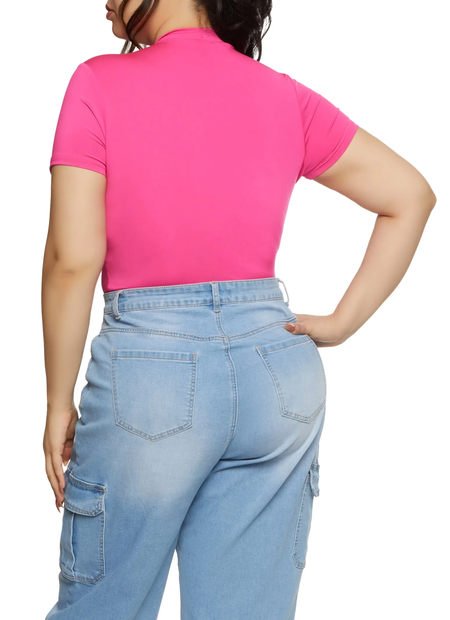 Plus Size Basic Mock Neck Bodysuit sold by Rainbow product image thumbnail 3