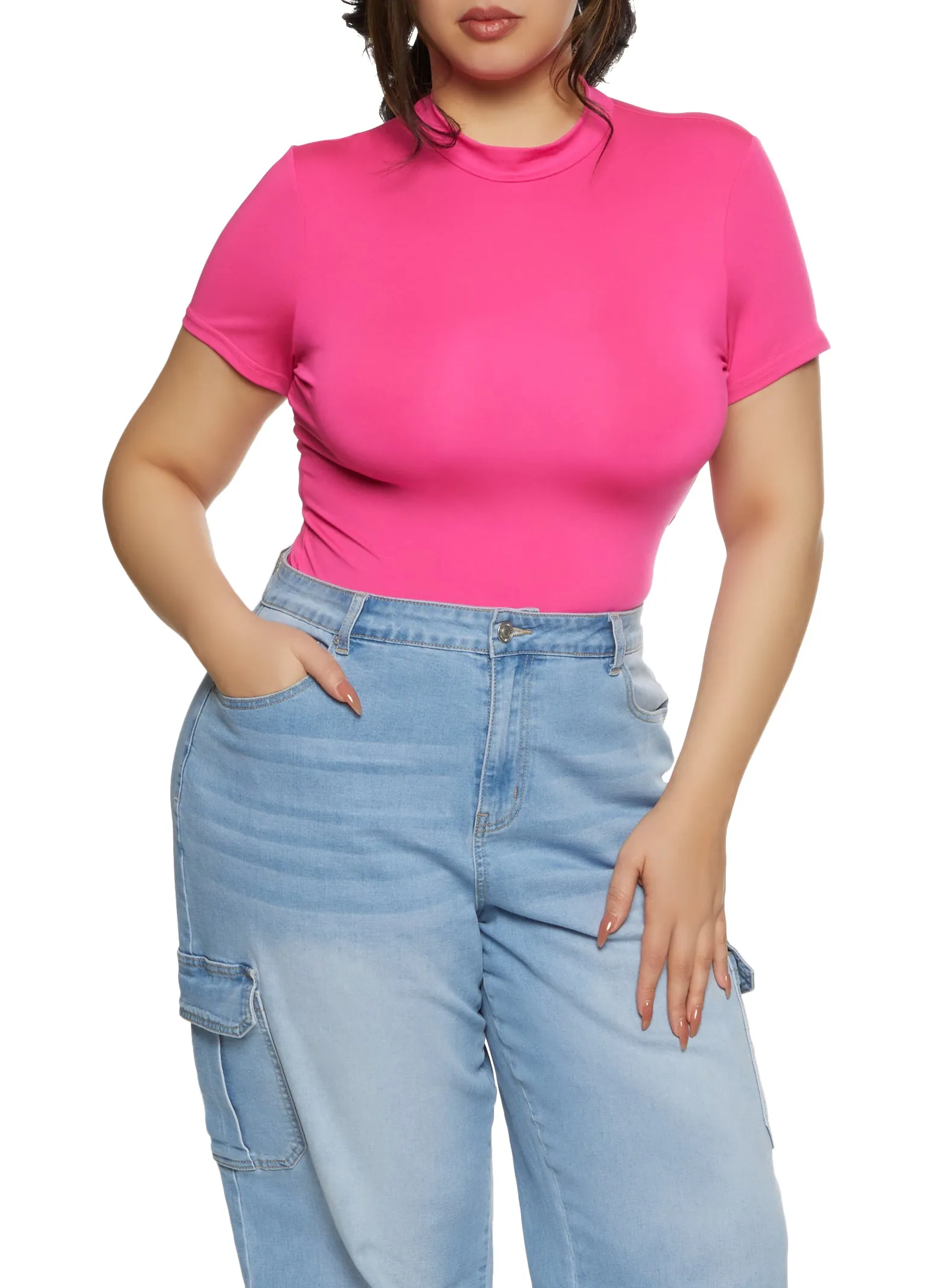 Plus Size Basic Mock Neck Bodysuit sold by Rainbow product image thumbnail 2