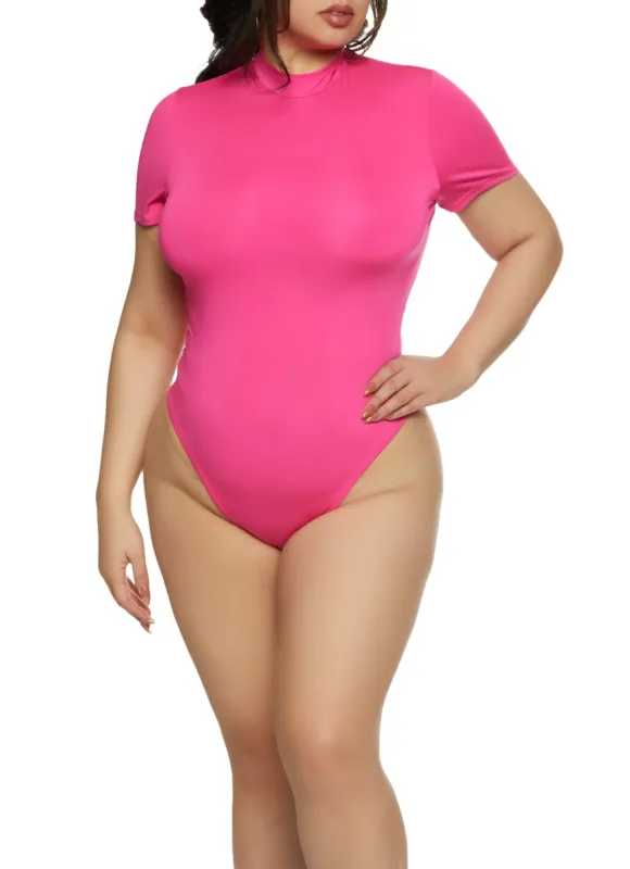 Plus Size Basic Mock Neck Bodysuit sold by Rainbow